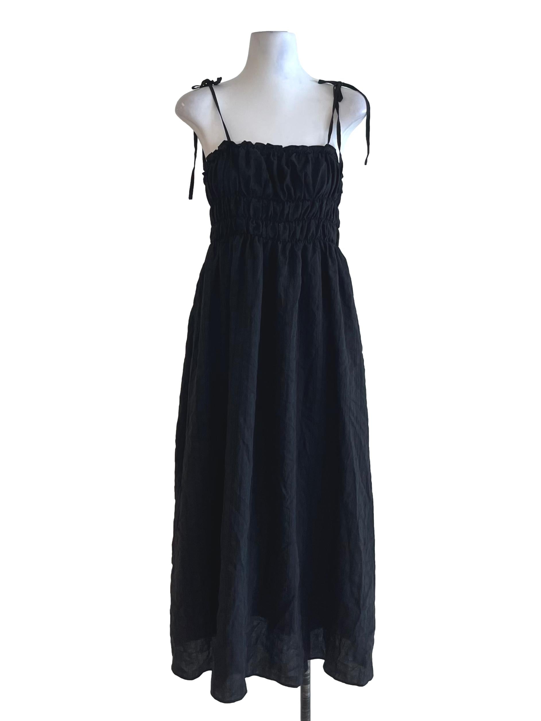 Black Spaghetti Strap A-Line Dress