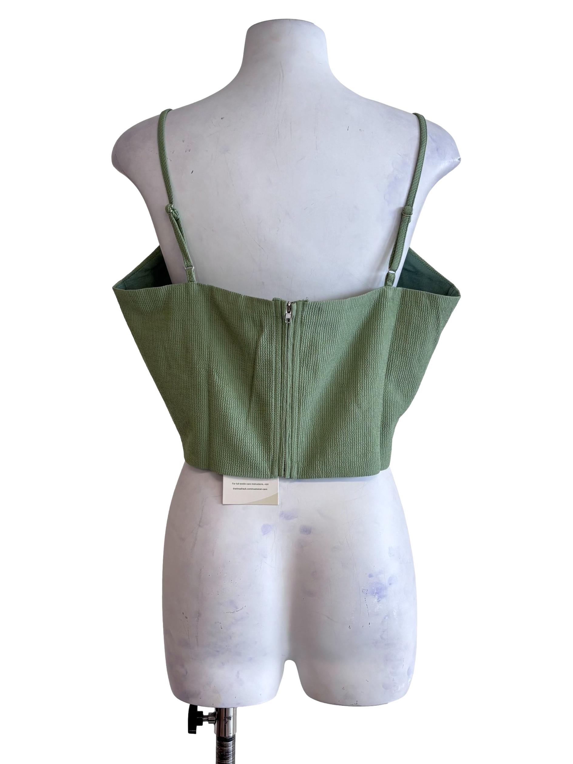 Green Baxley Textured Basic Crop Top