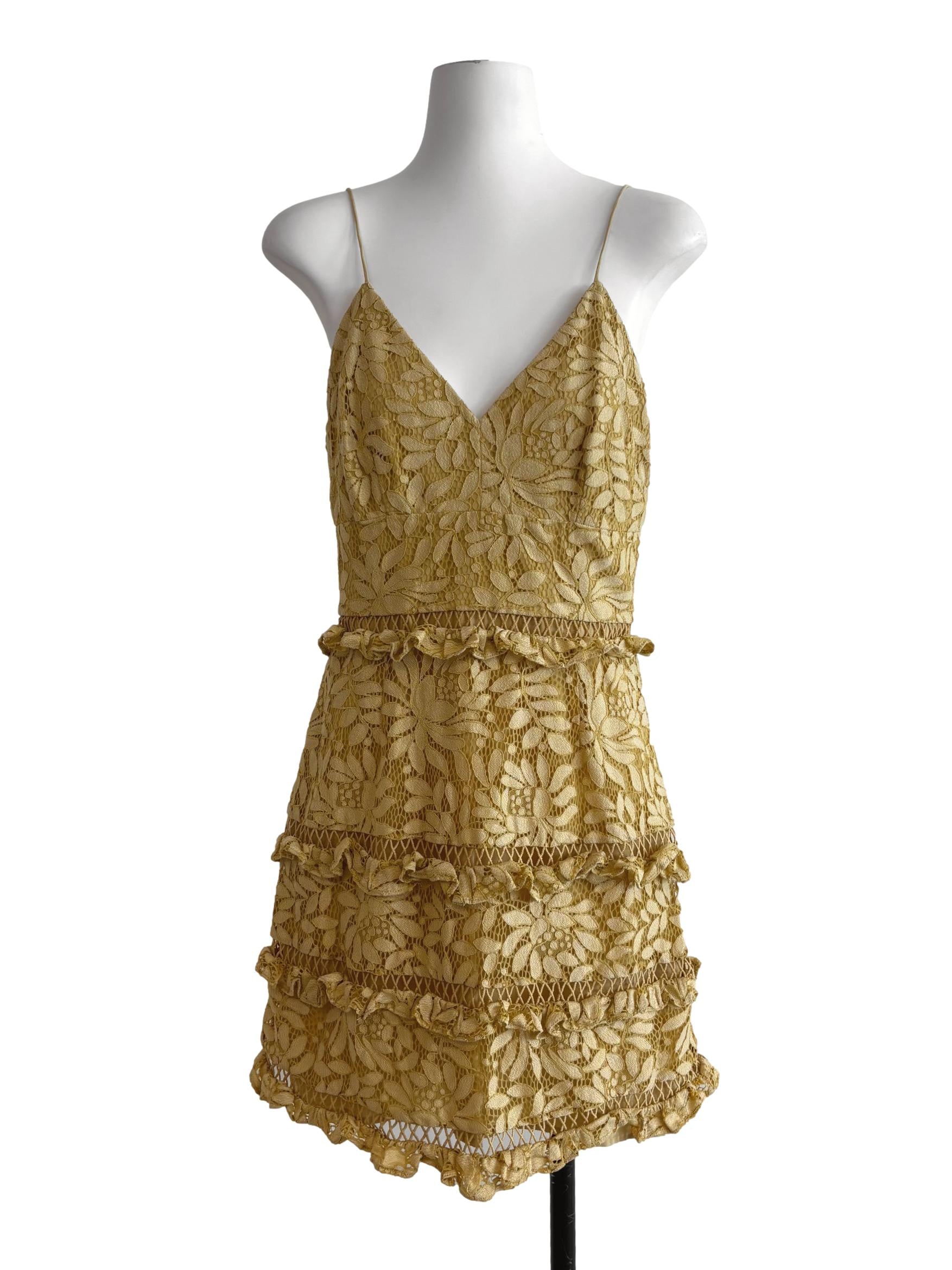 Mellow Yellow Spaghetti Strap Lace Dress