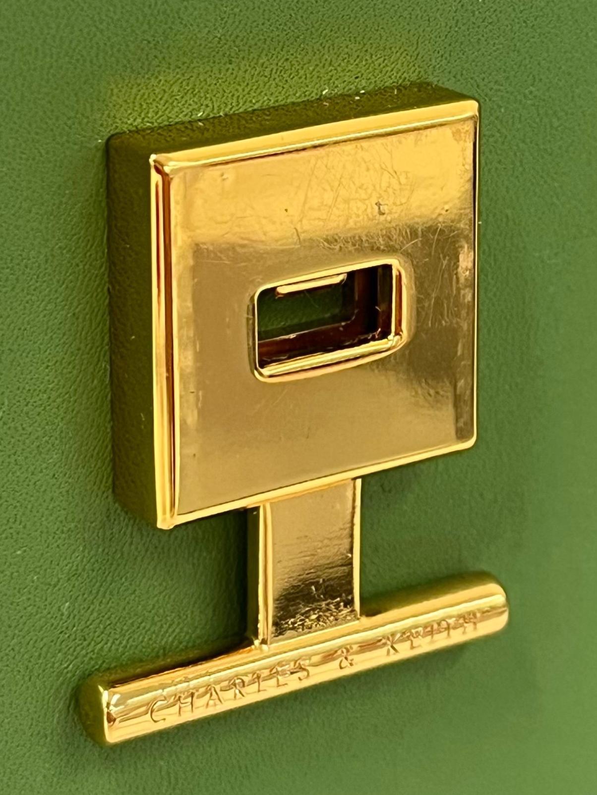 Green Shoulder Bag With Push Lock