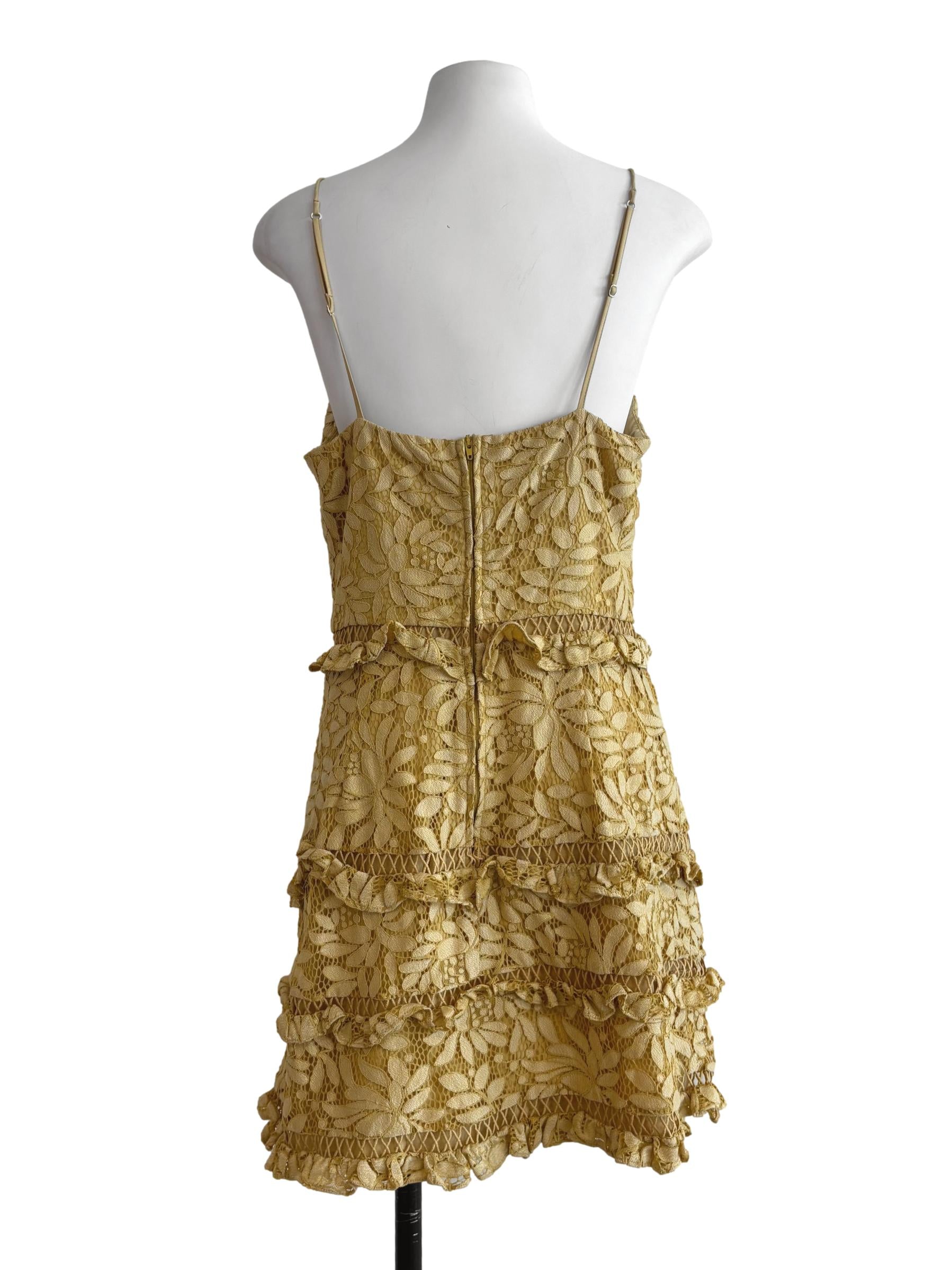 Mellow Yellow Spaghetti Strap Lace Dress