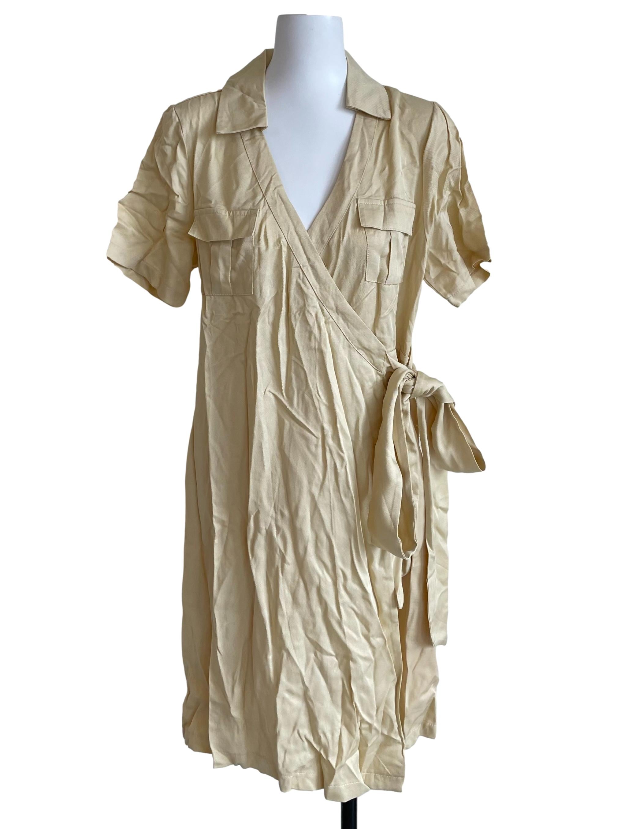 Daffodil Bust Pockets Wrap Shirt Dress