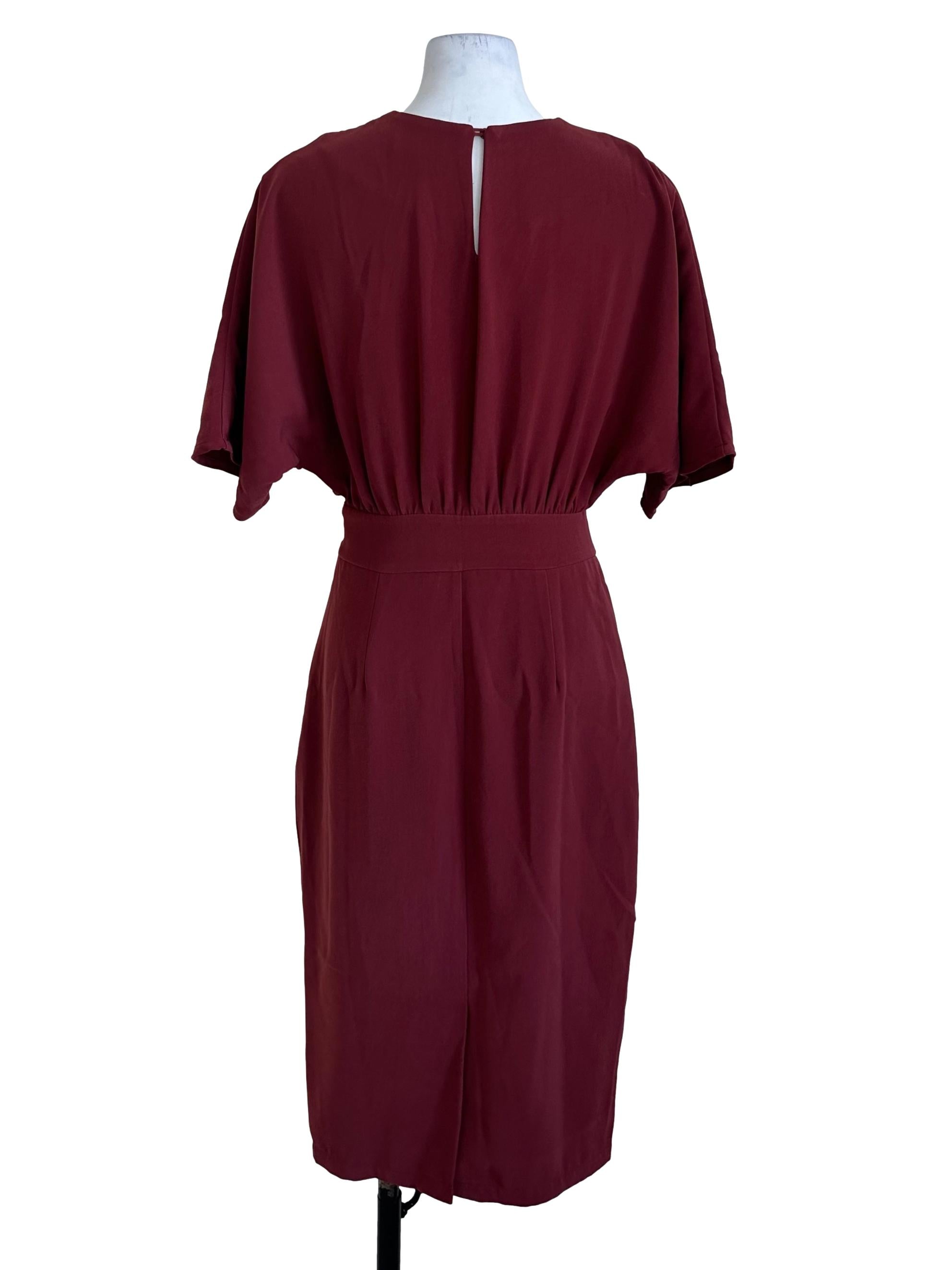 Rose Red Round Neck Pegged Dress