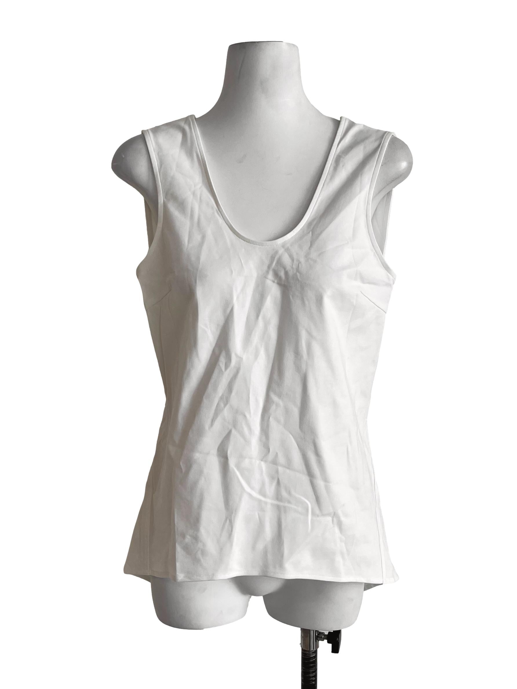 Pearl White Sleeveless Scoop Neck Blouse