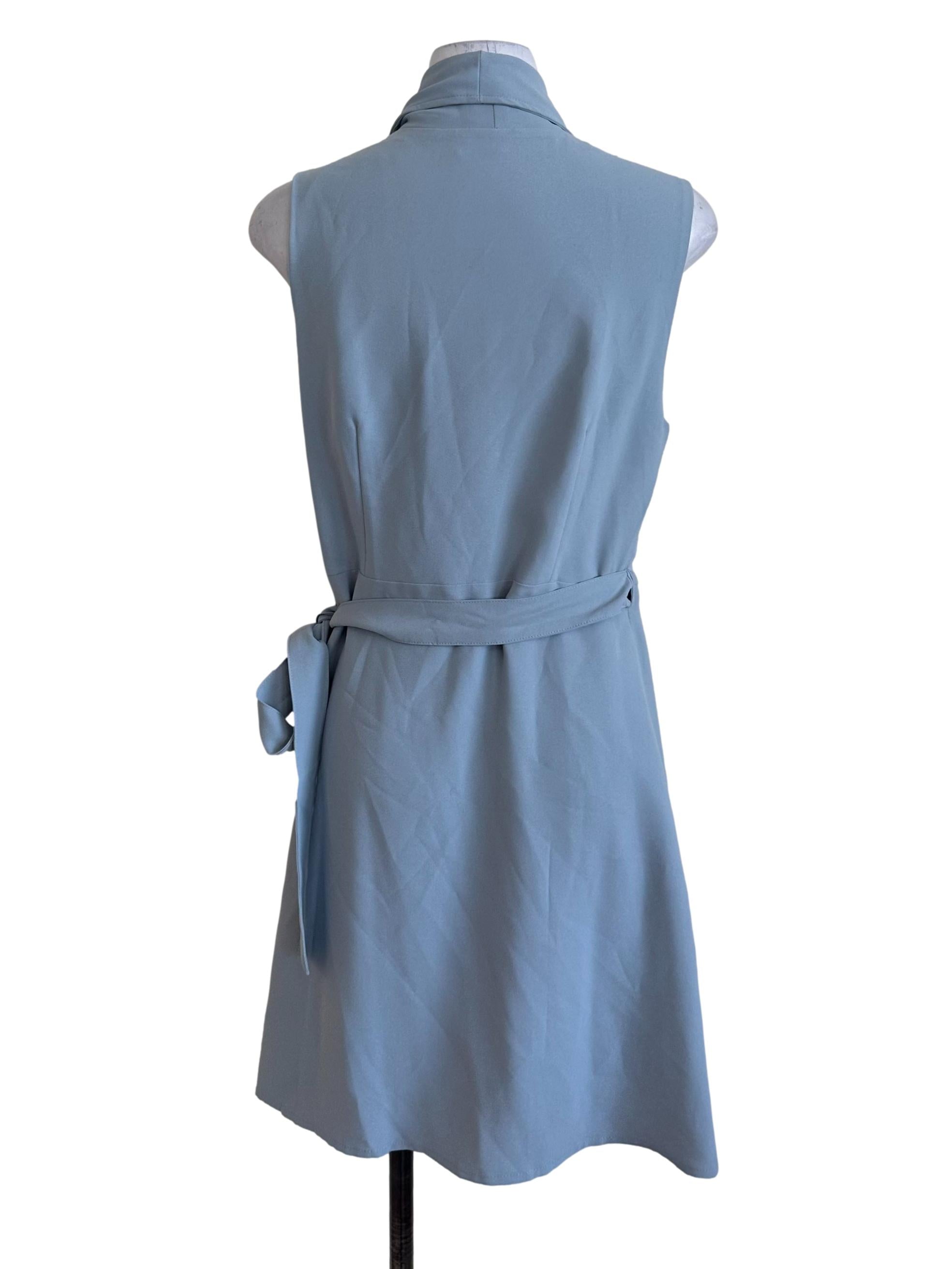 Light Blue V Neck Wrap Dress
