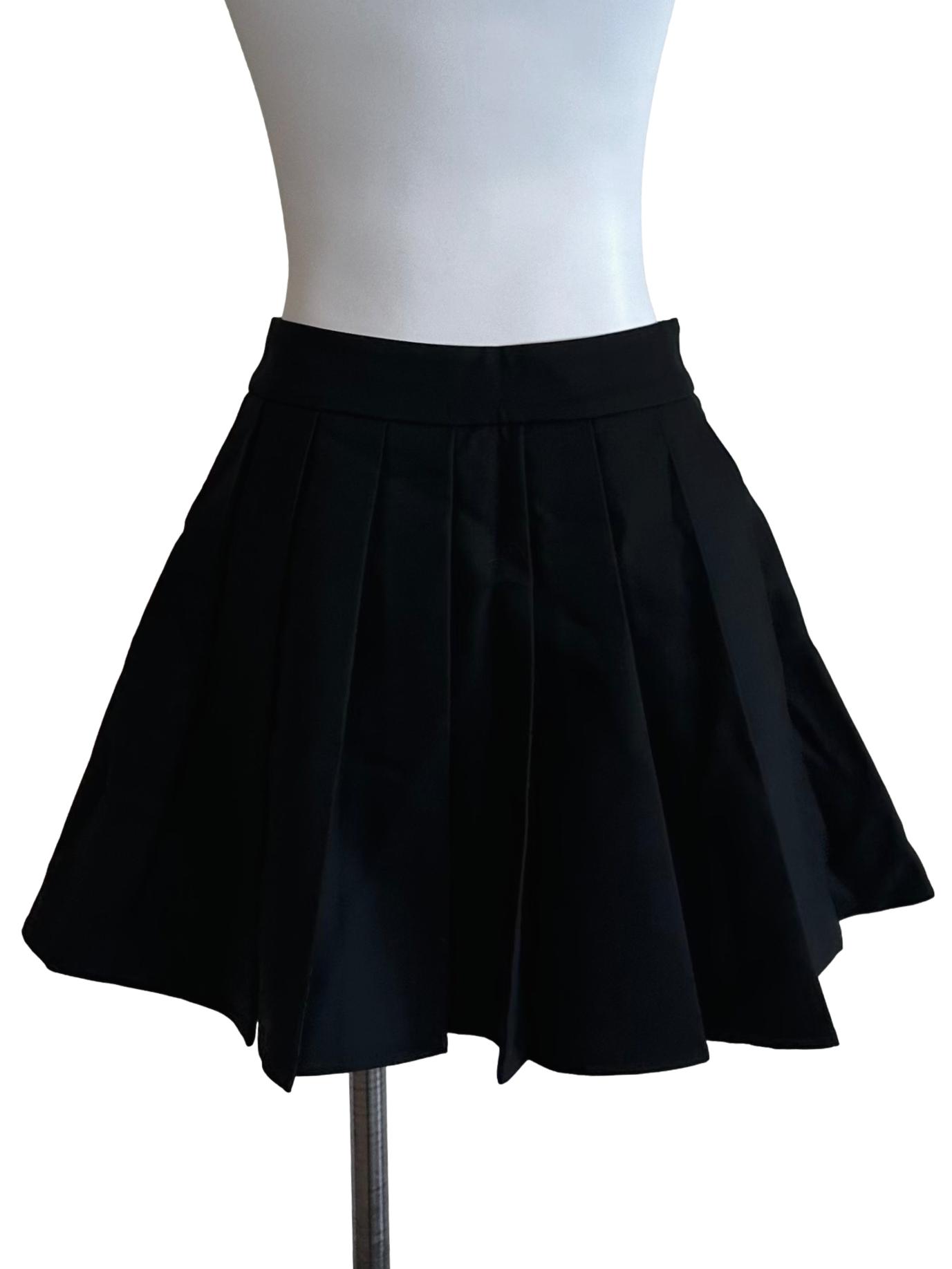 Charcoal Black Knife Pleated Mini Skirt
