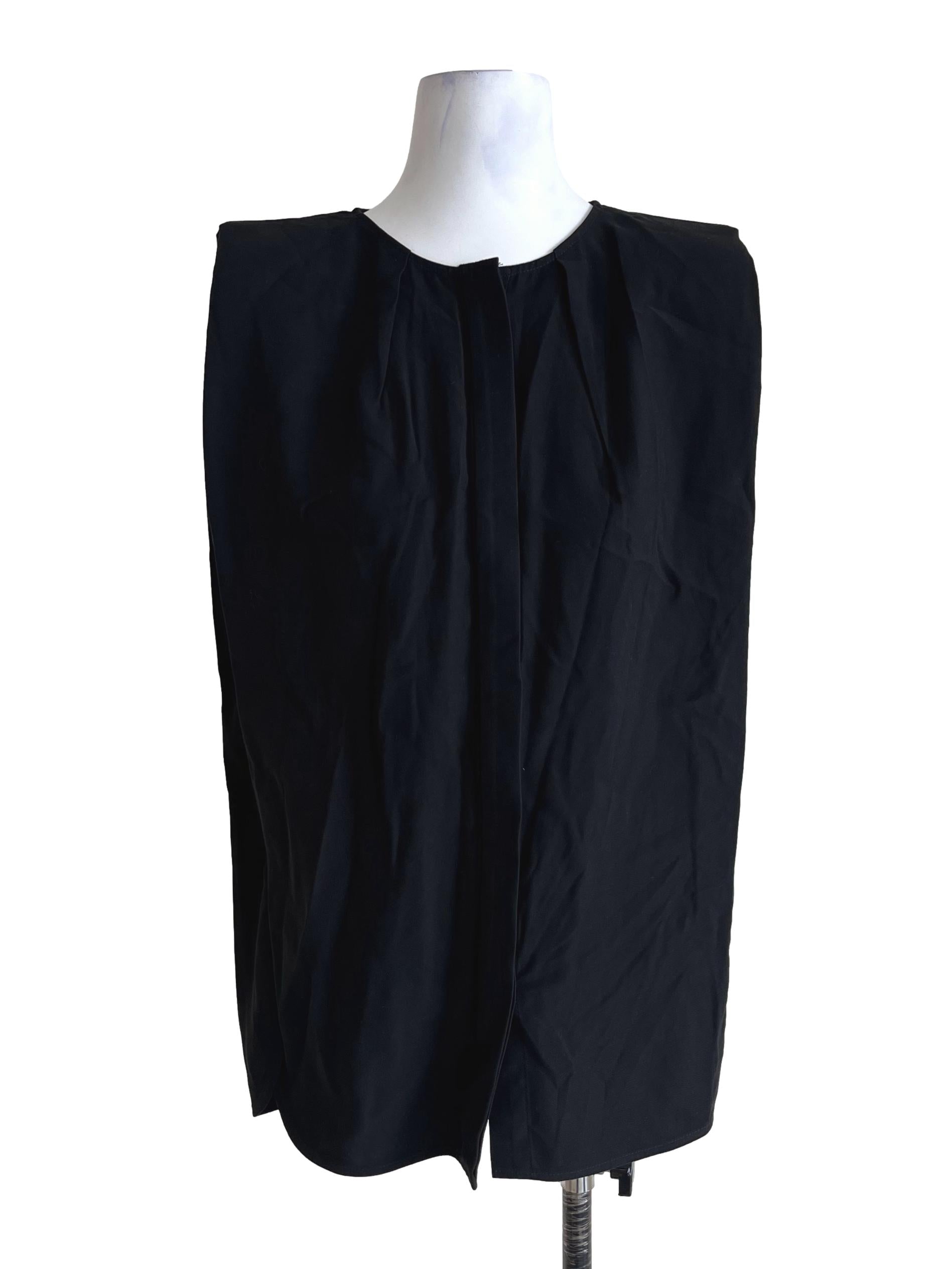 Jade Black Sleeveless Draped Blouse