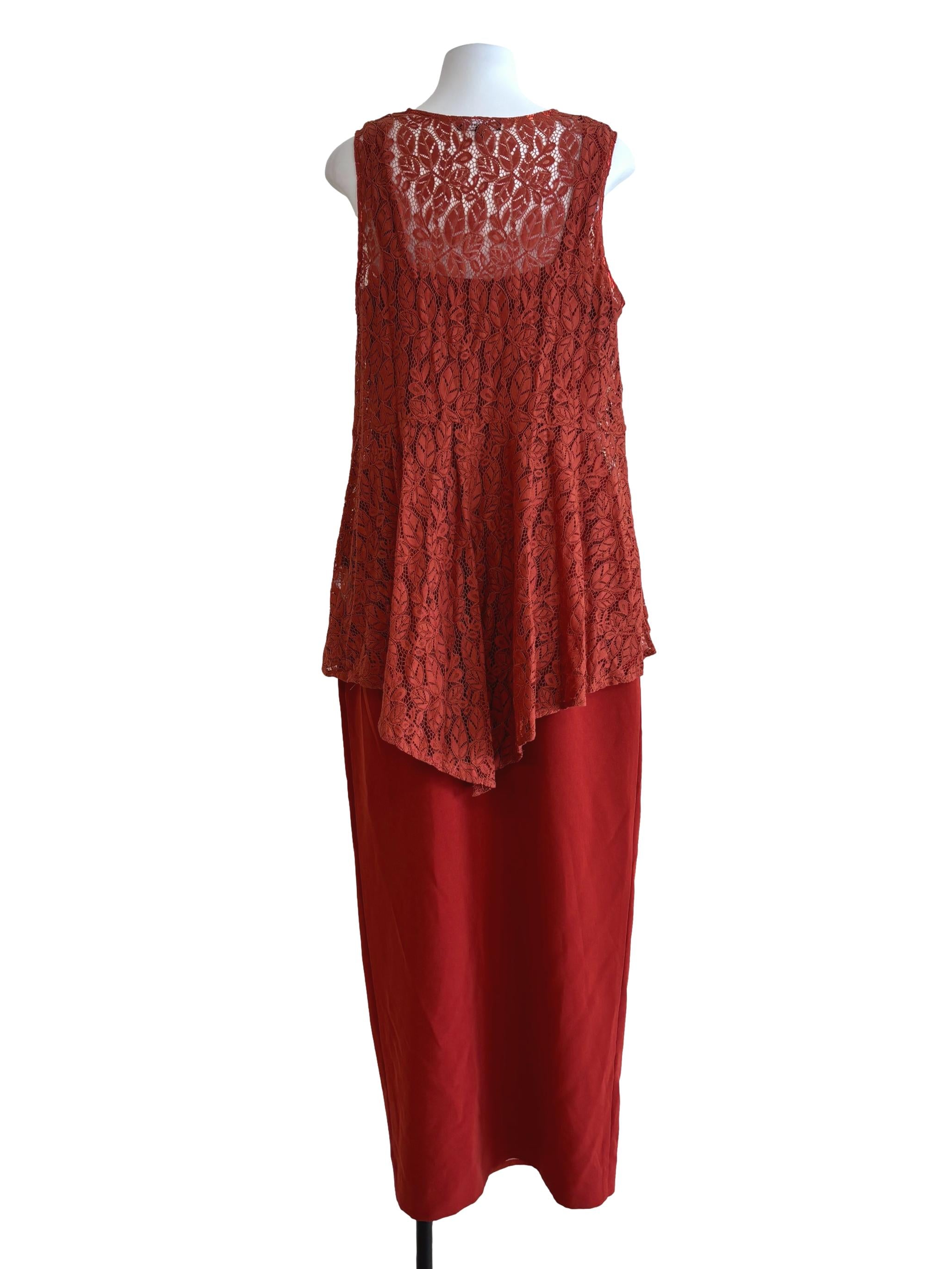 Flame Orange Peplum Lace Dress