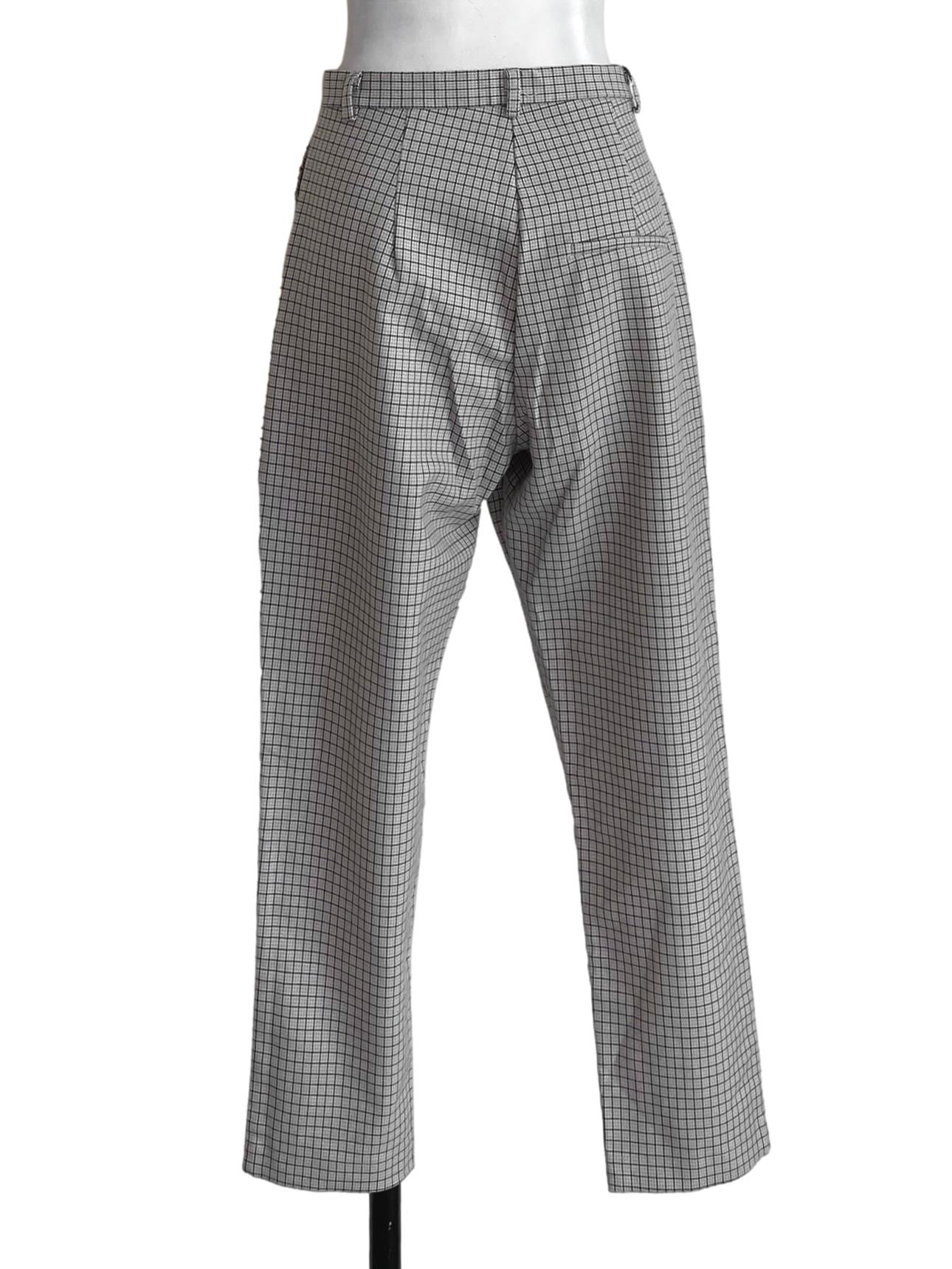 Linen & Black Plaid Pegged Pants TEM