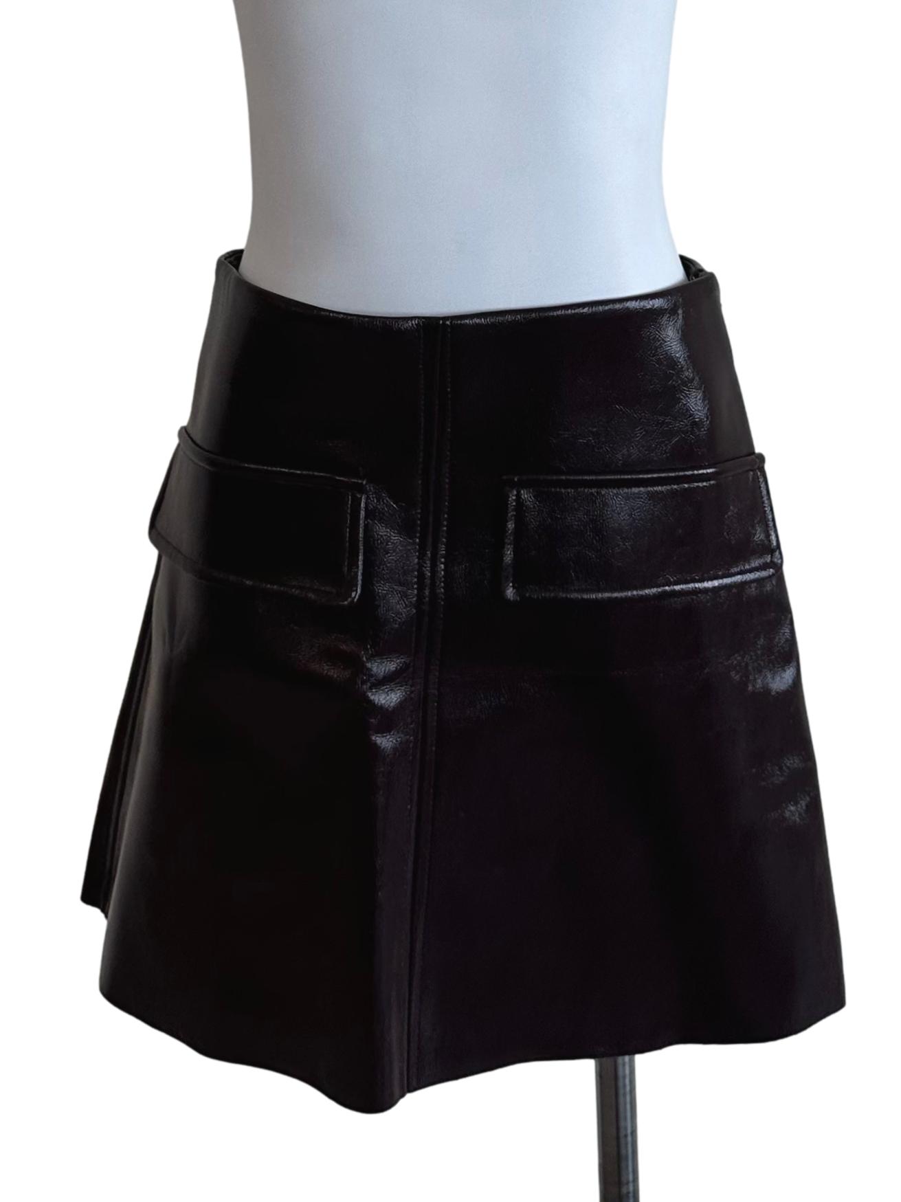 Dark Brown Leather Mini Skirt