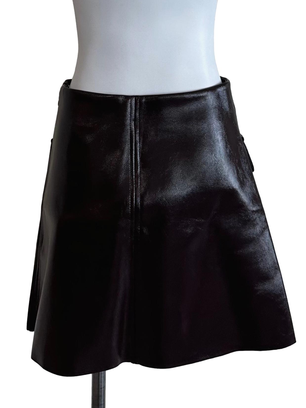 Dark Brown Leather Mini Skirt
