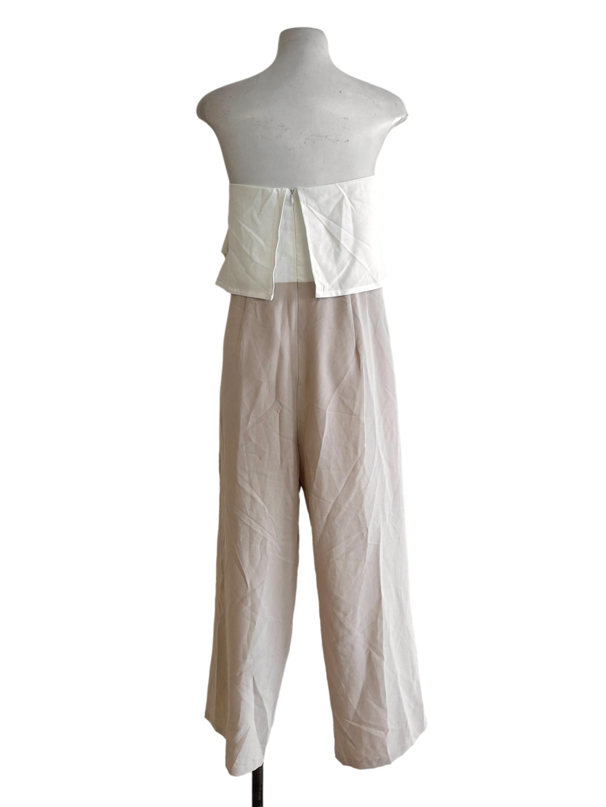 White And Beige Jumpsuit