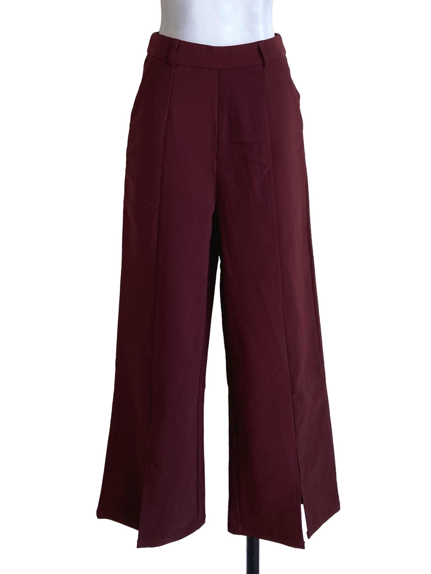 Brick Red High Waist Slit Pants