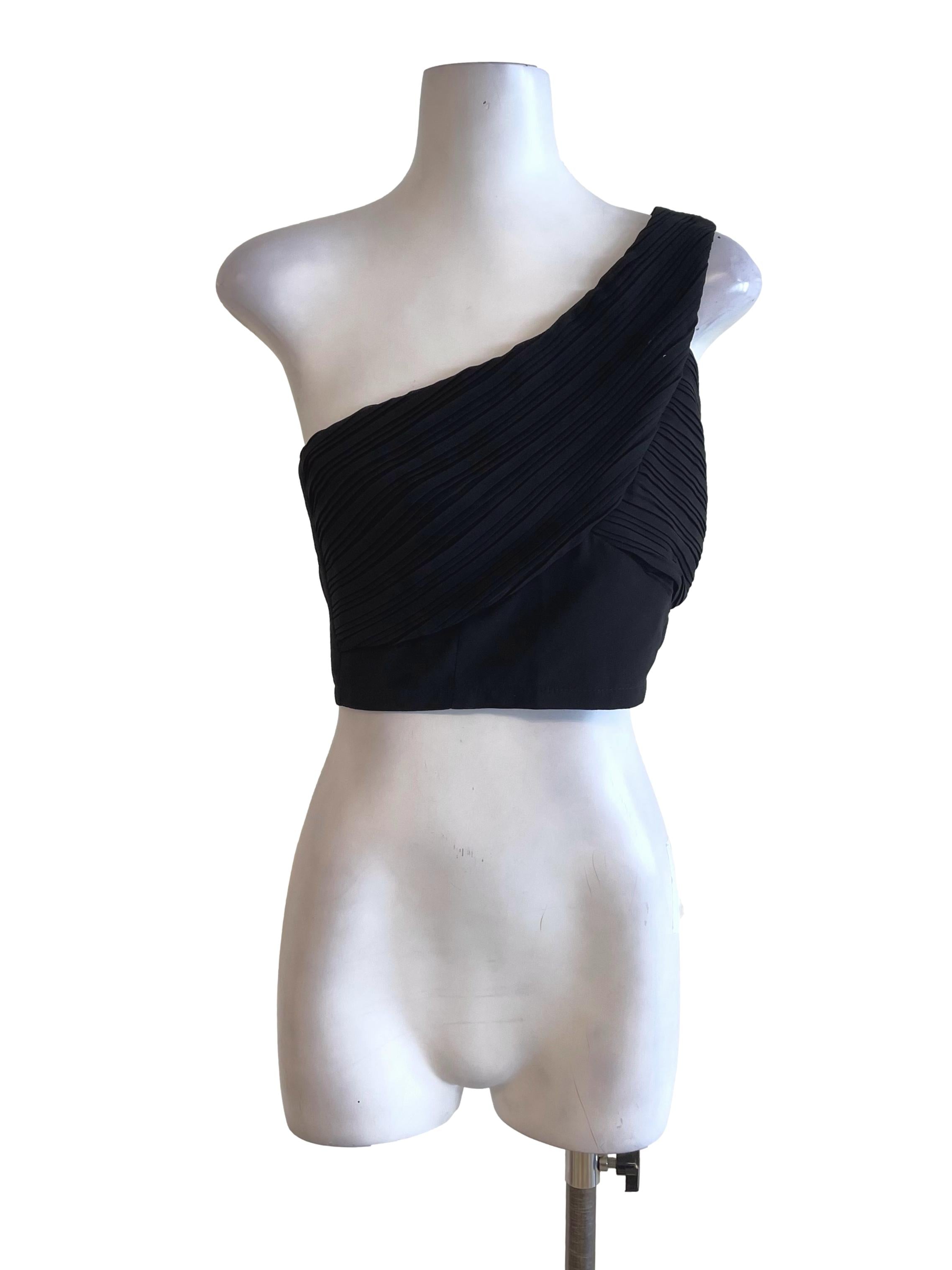 Black Accordion Single Shoulder Top