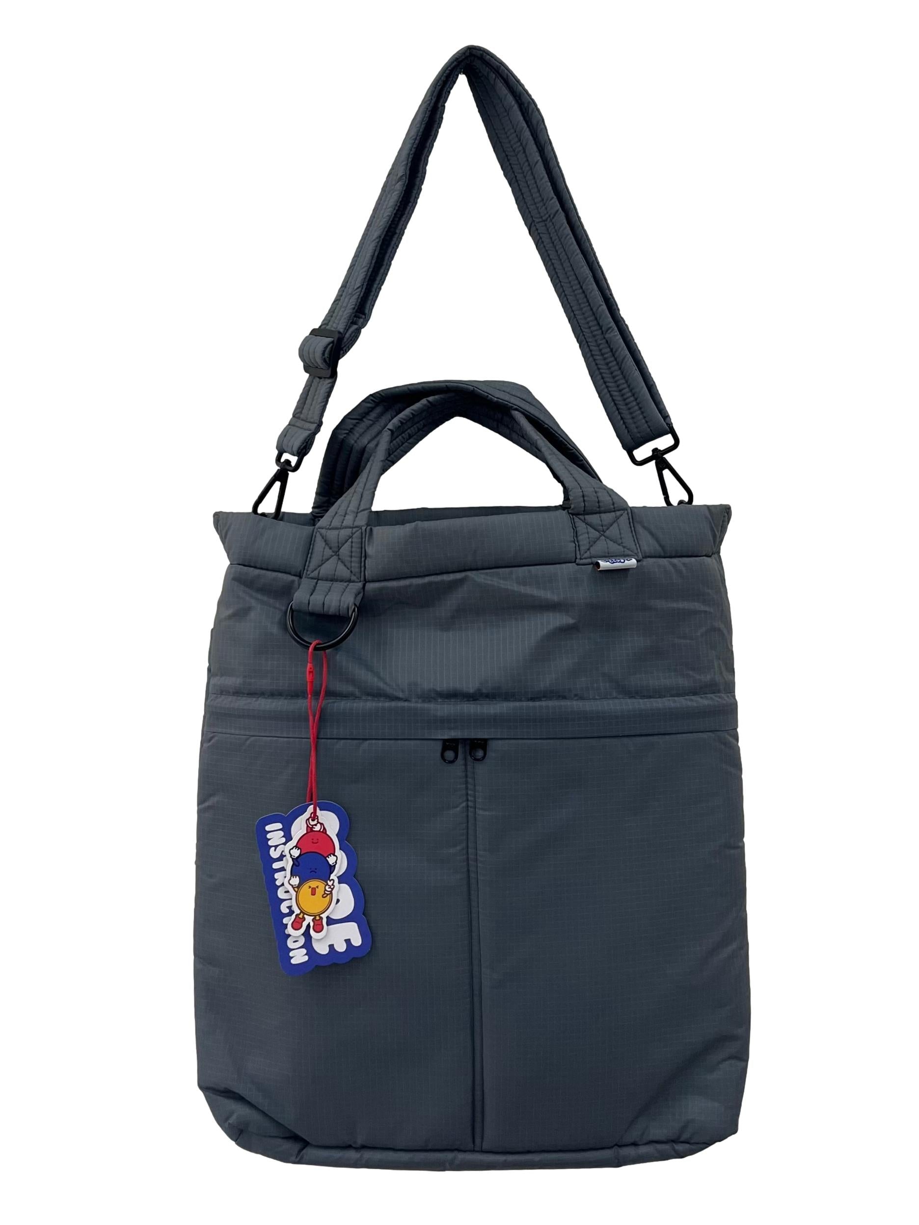 Grey Laptop Shoulder Bag With Detachable Straps