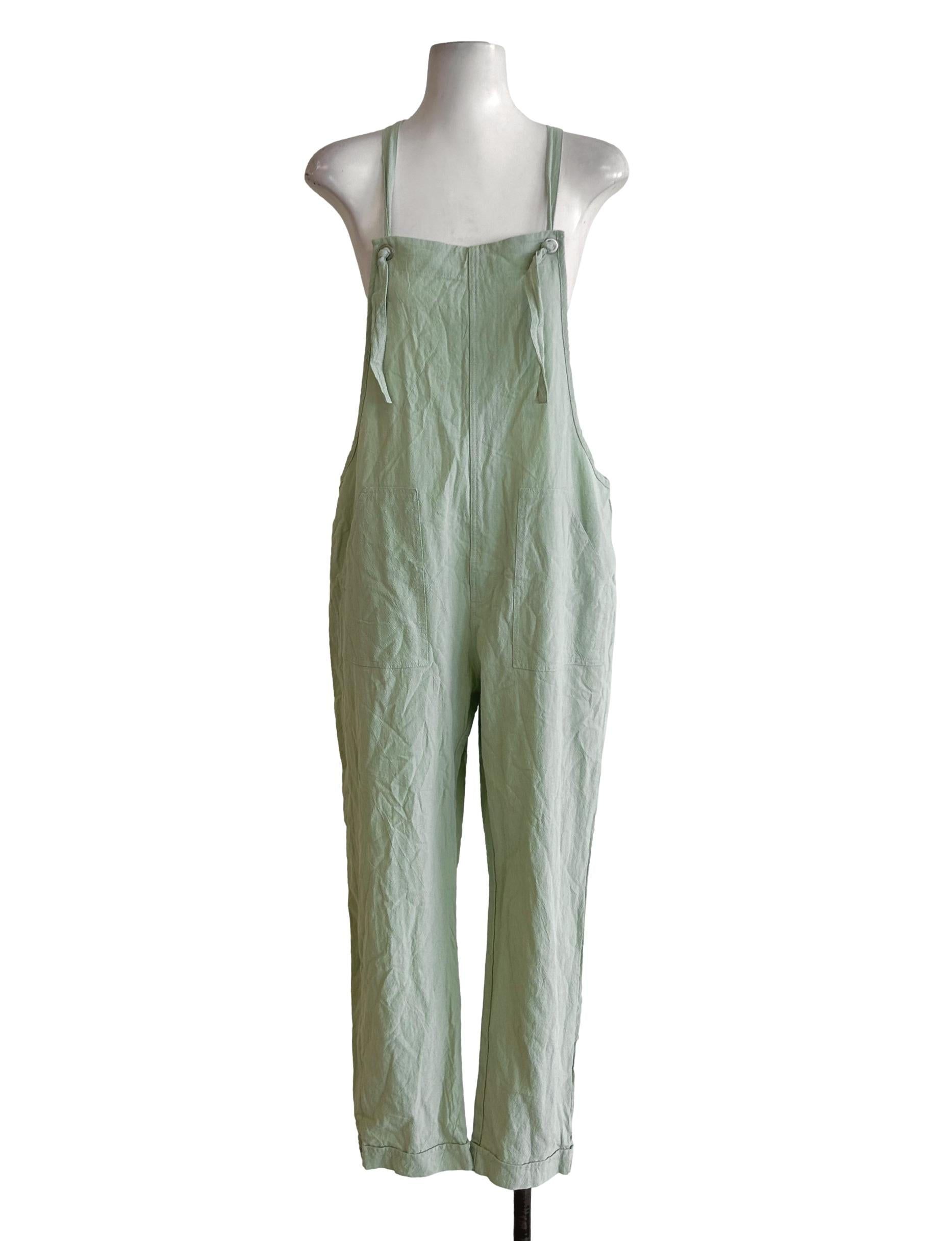 Light Green Textured Overalls