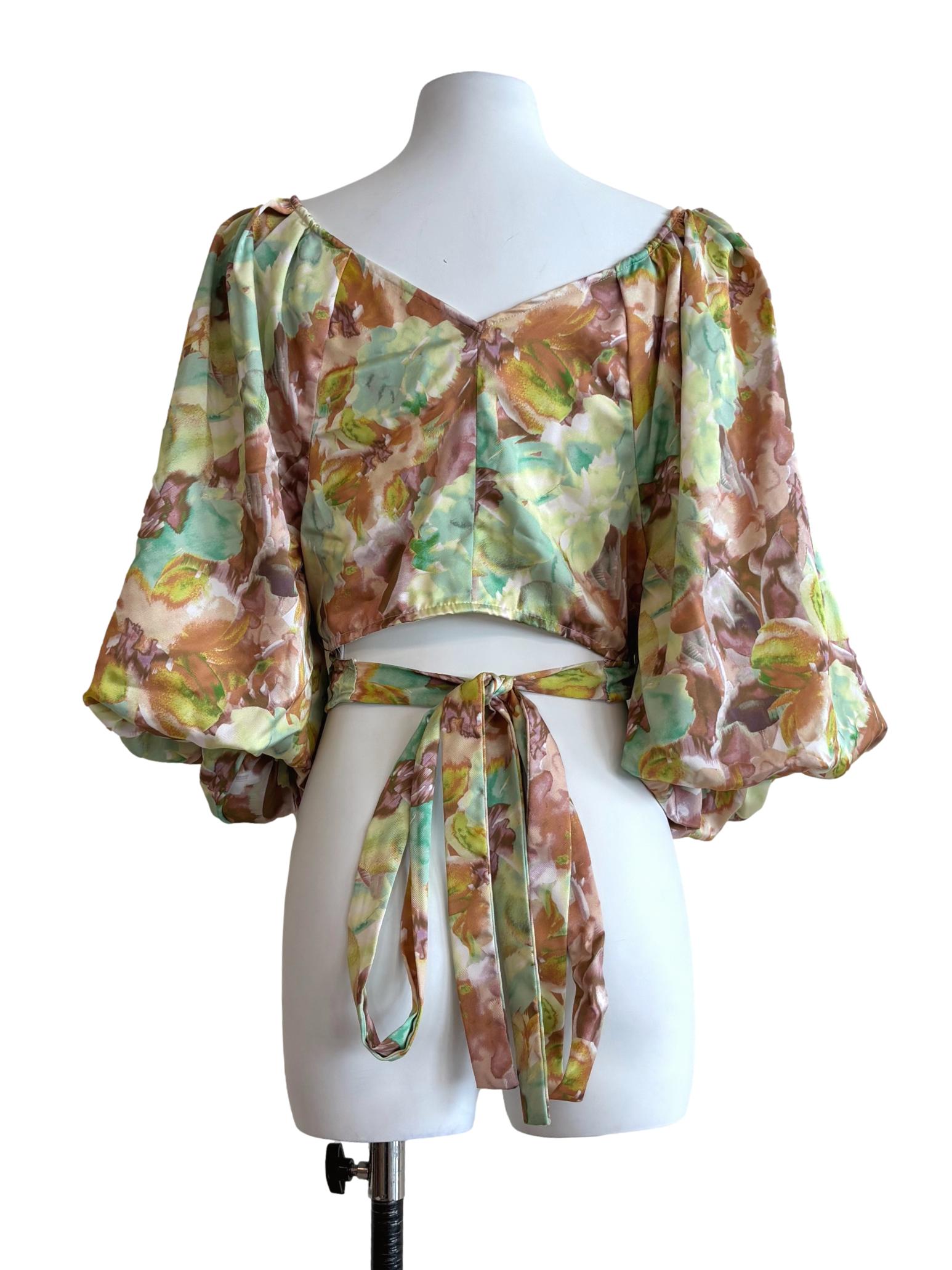Lime Green Cashmere Patterned Wrap Top