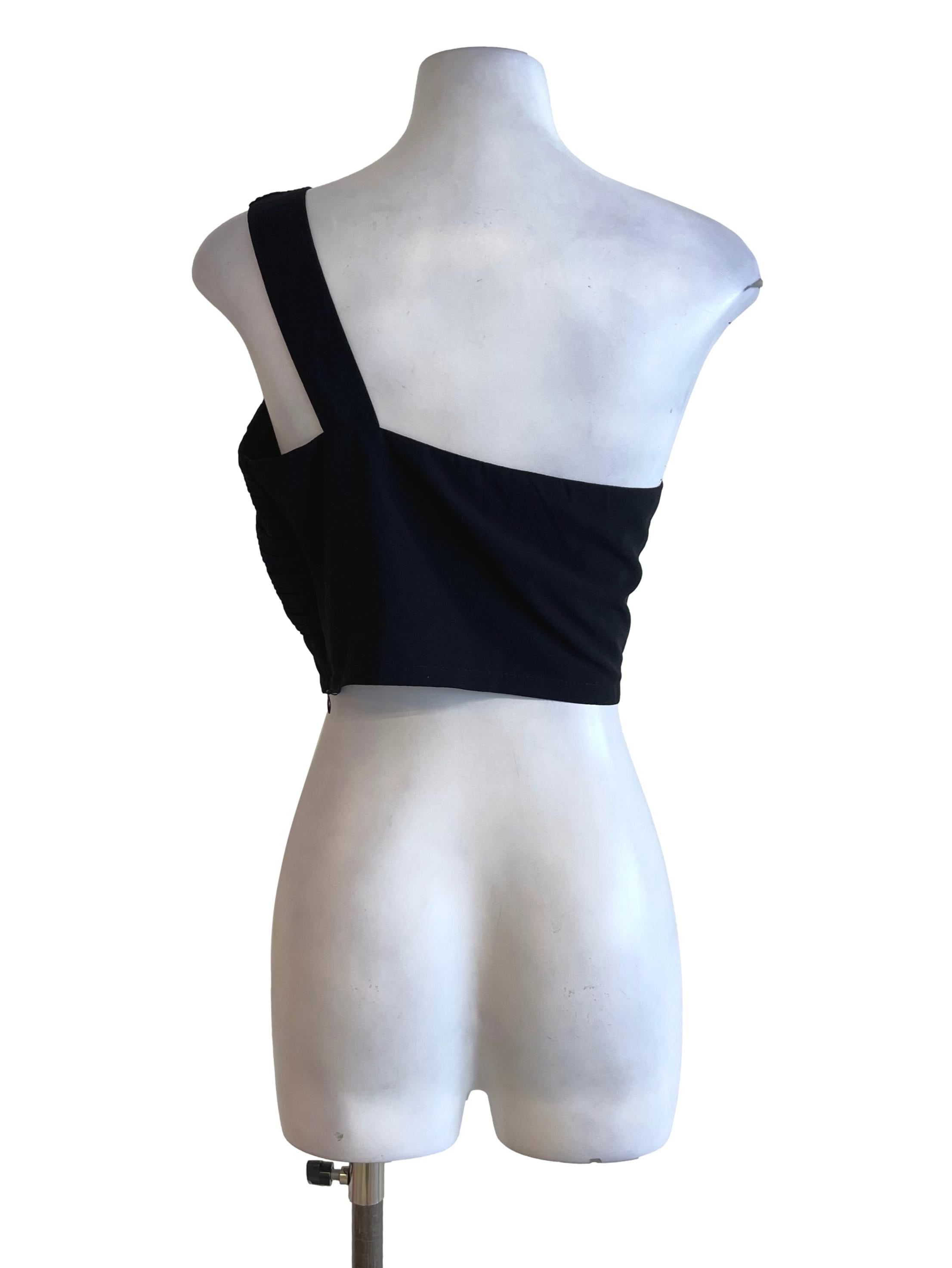 Black Accordion Single Shoulder Top