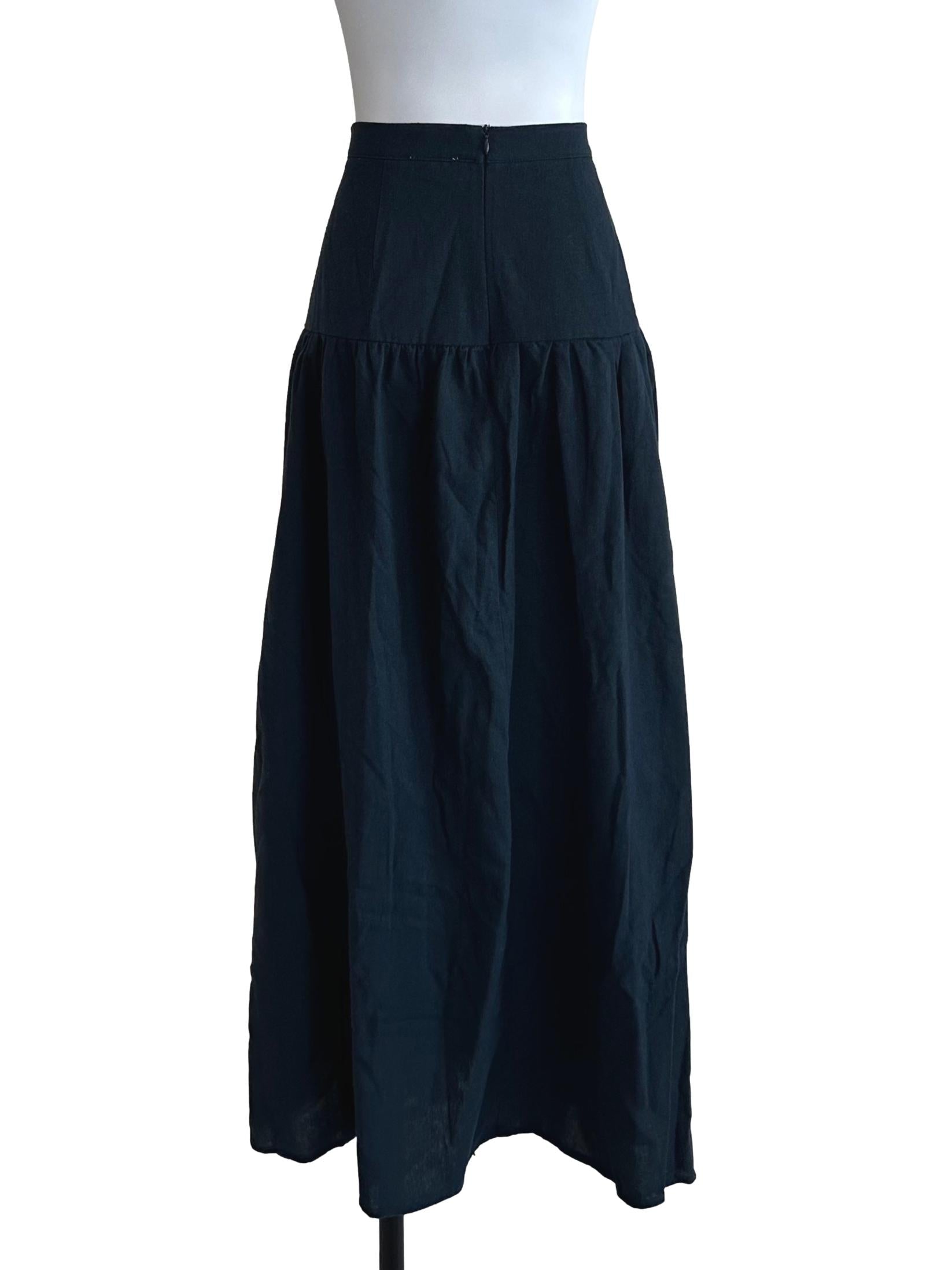 Teal Blue Drop Waist Maxi Skirt