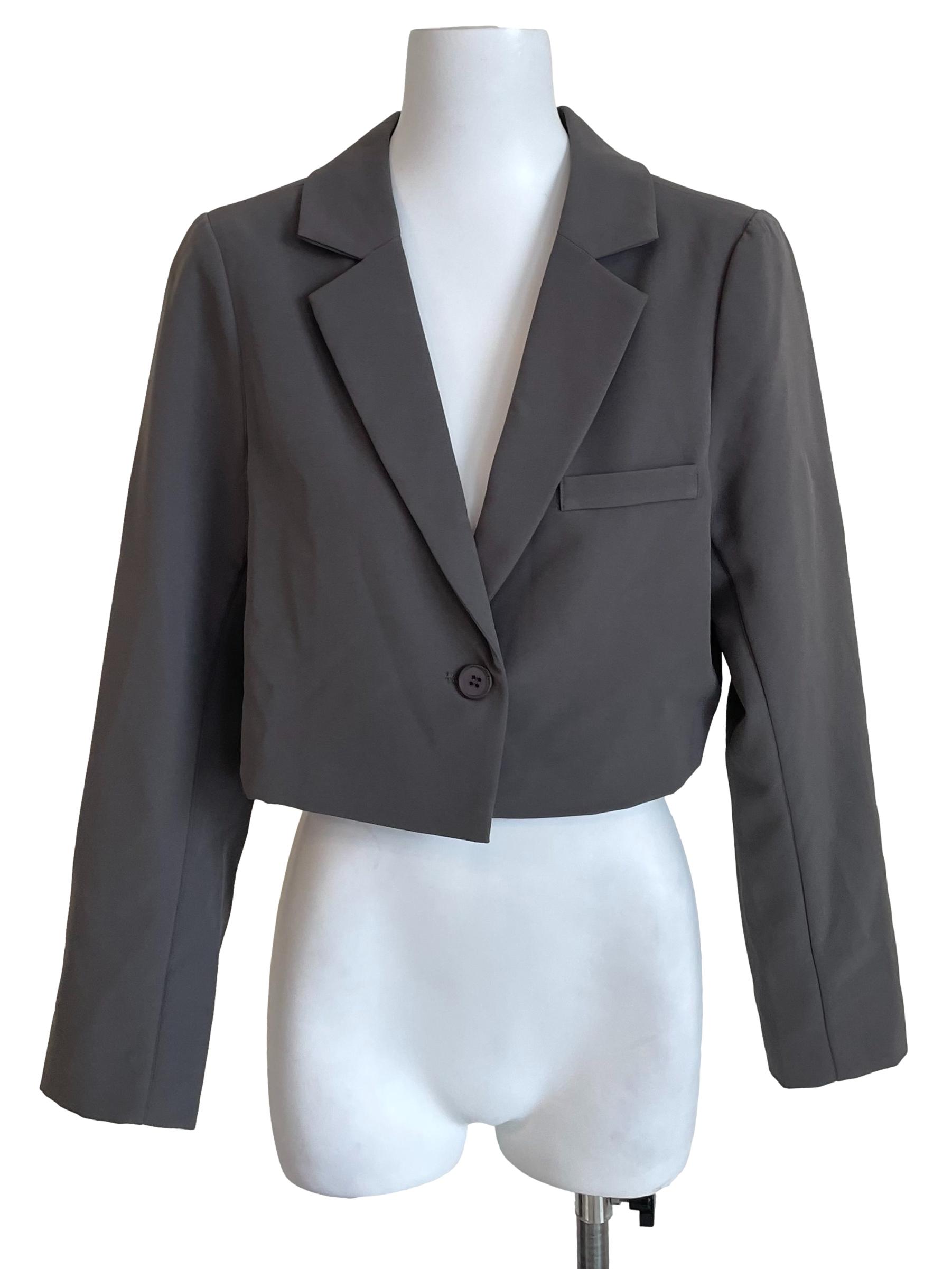 Ash Grey Cropped Blazer