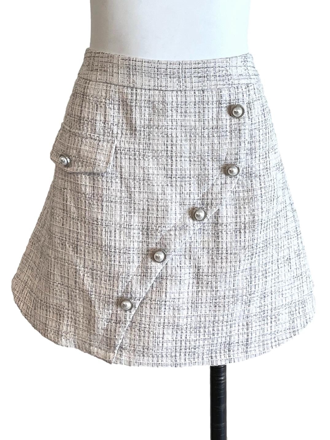 Cream White Tweed Skirt