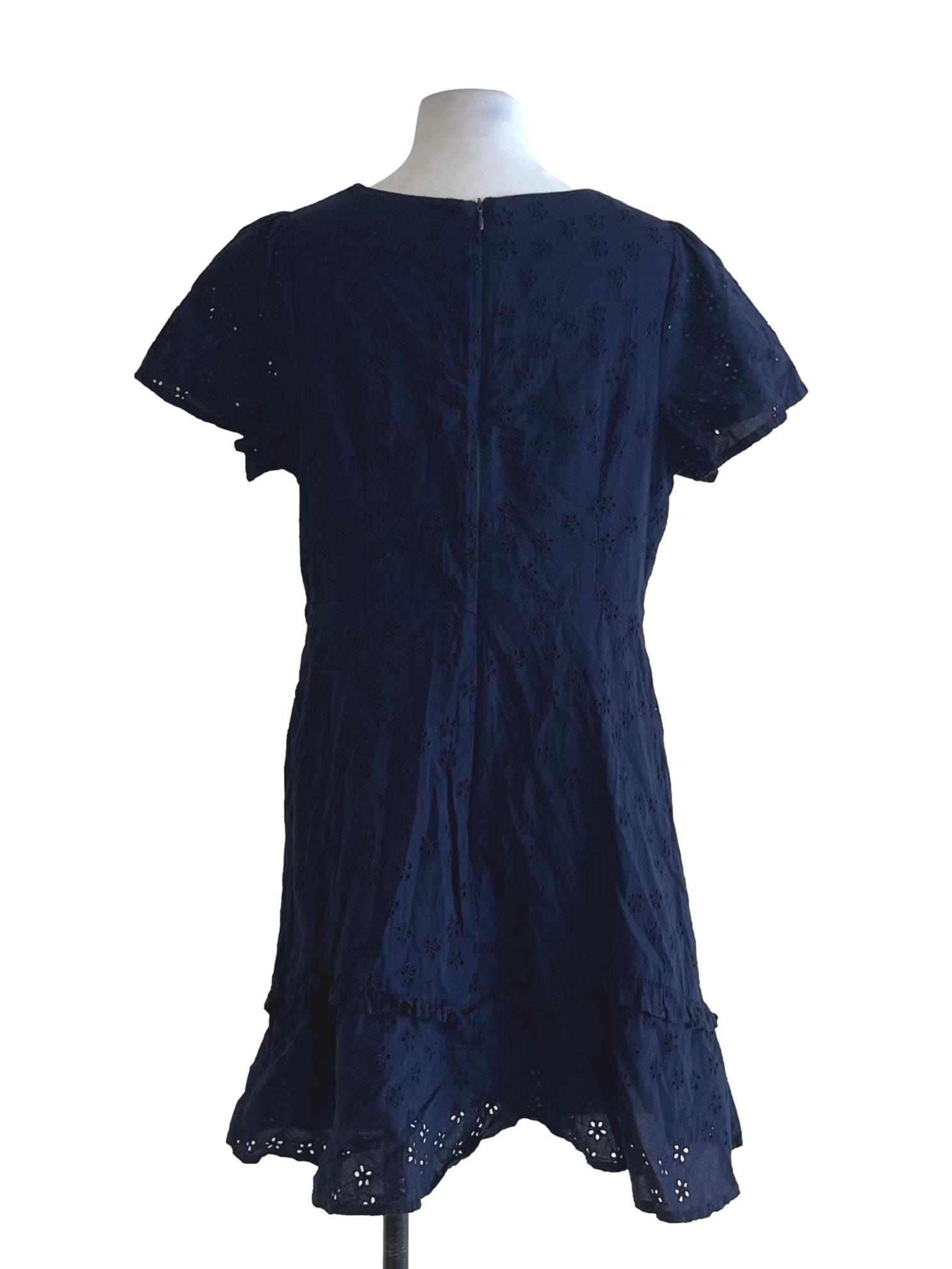 Navy Blue V-Neckline Empire Dress