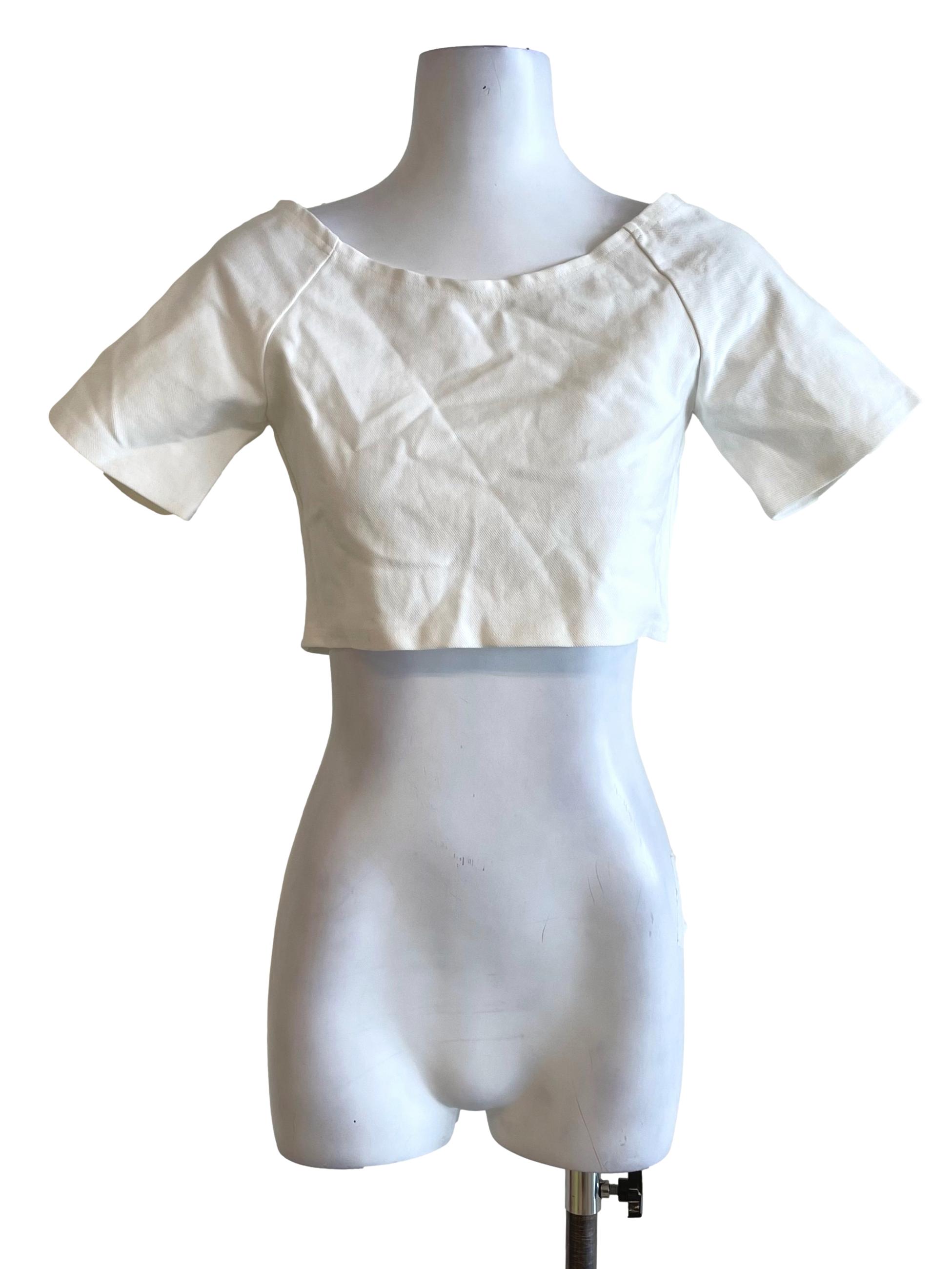 White Boat Neck Mini Top