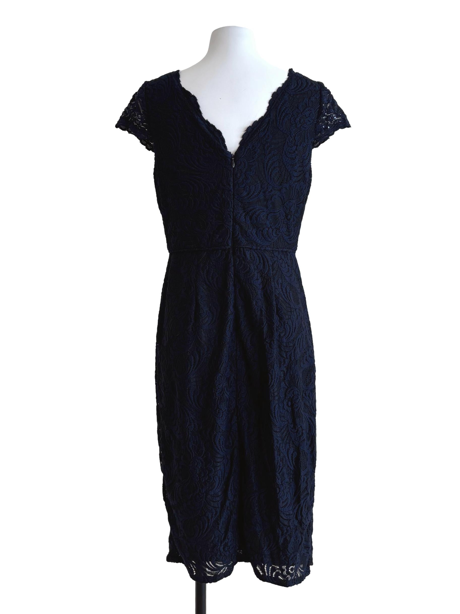 Blue Black Lace Sequins Sheath Dress