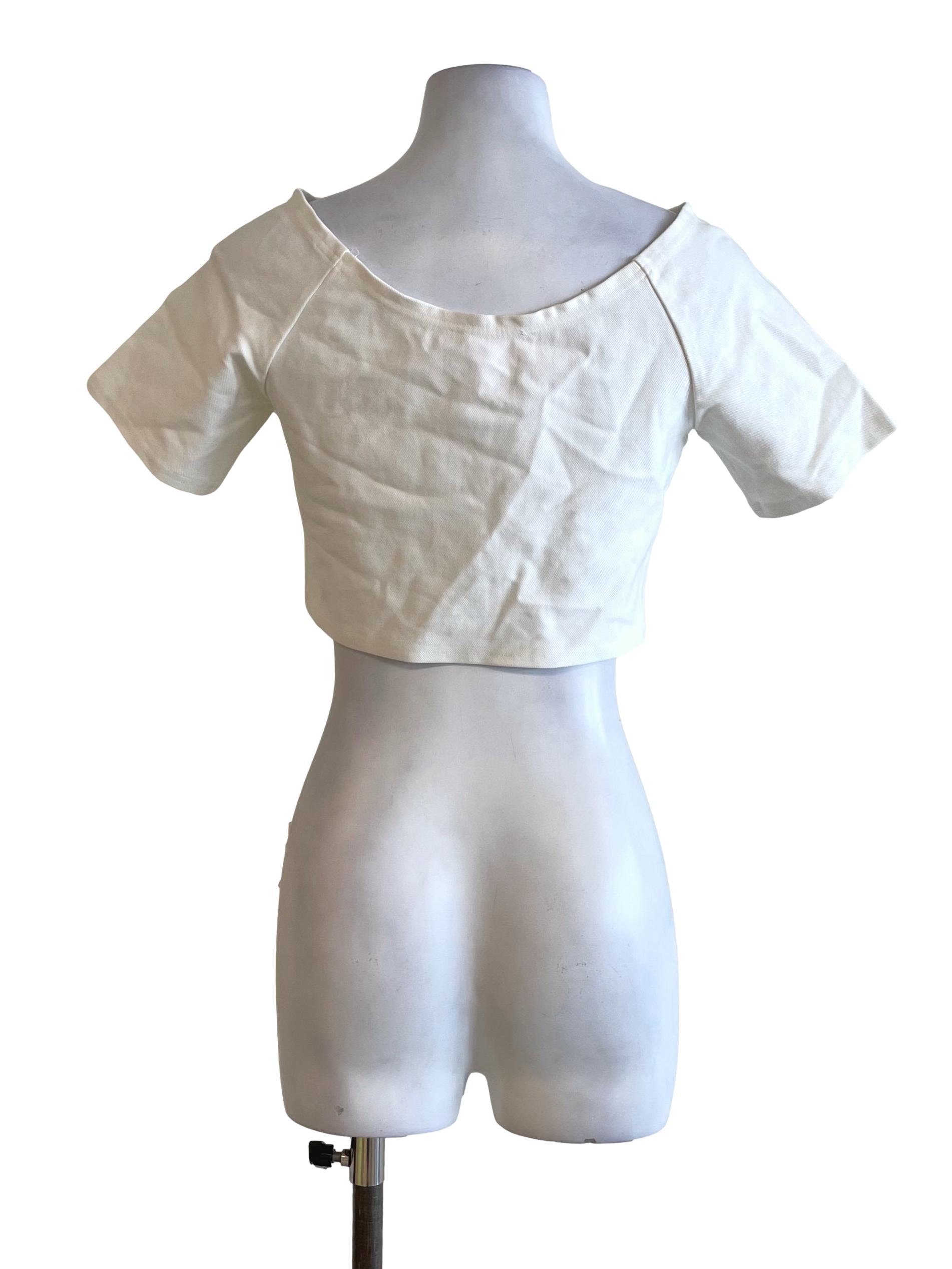 White Boat Neck Mini Top