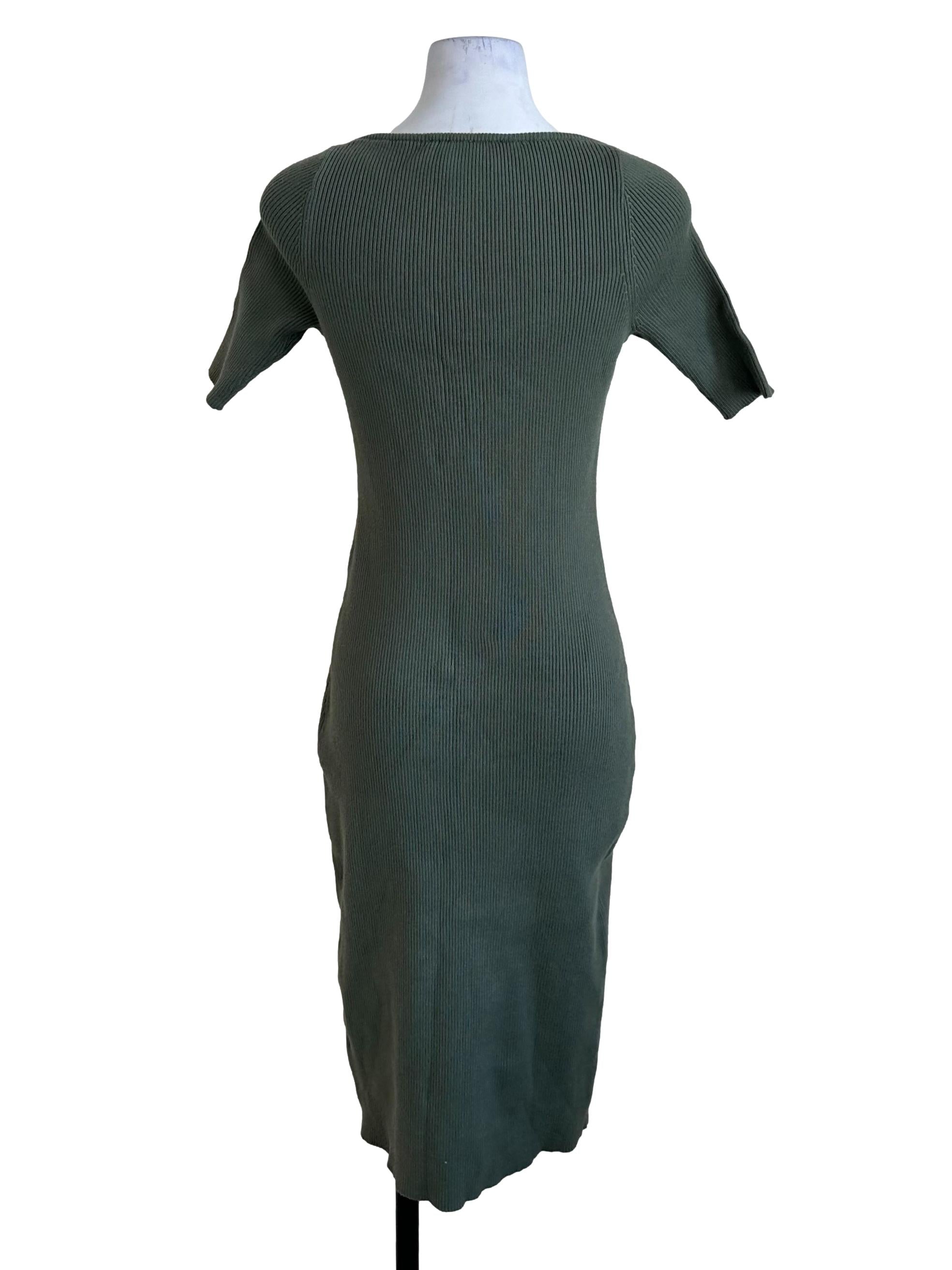 Pickle Green Knit Short Sleeve Dress