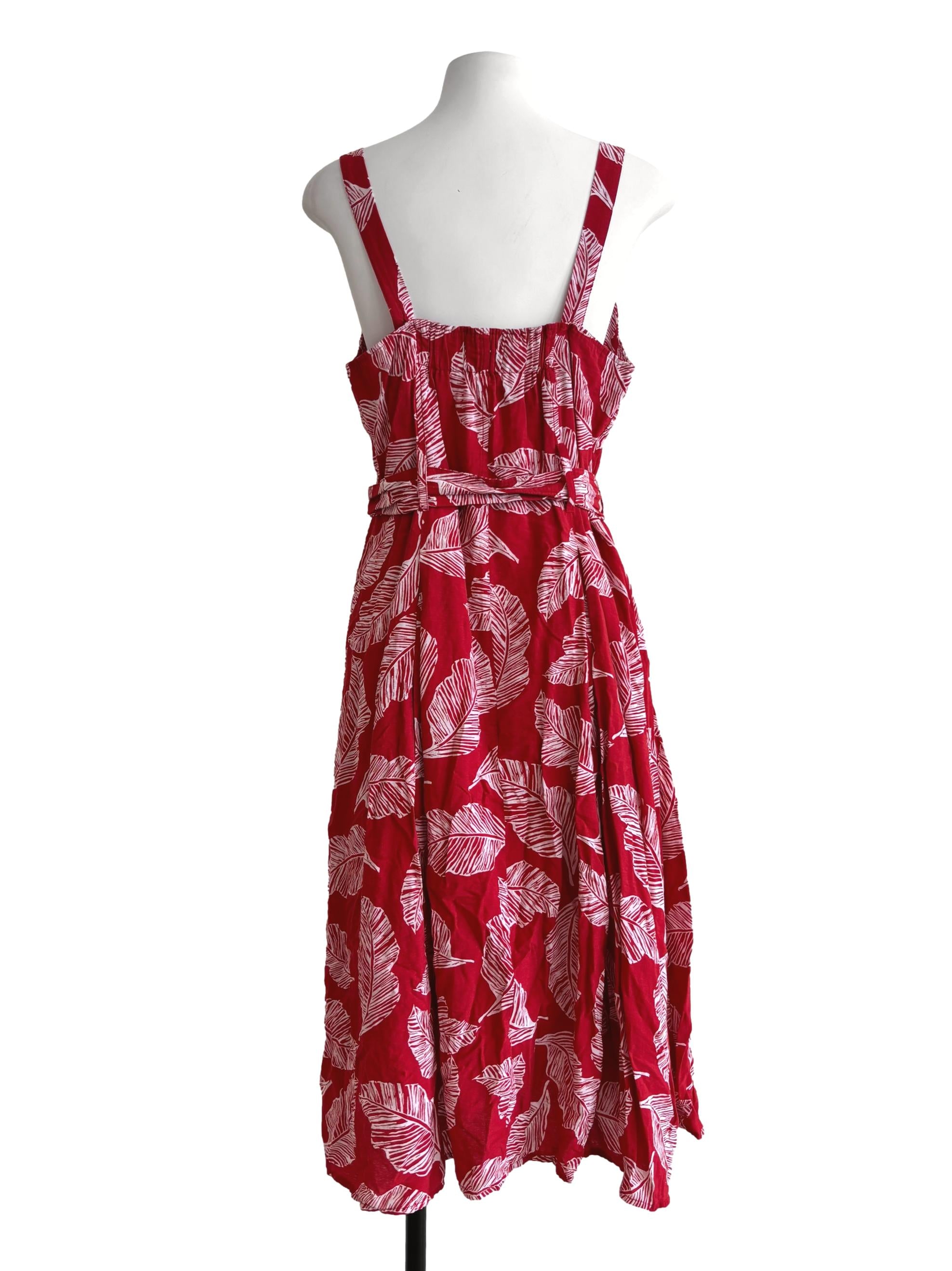Imperial Red Apron Buttoned Dress