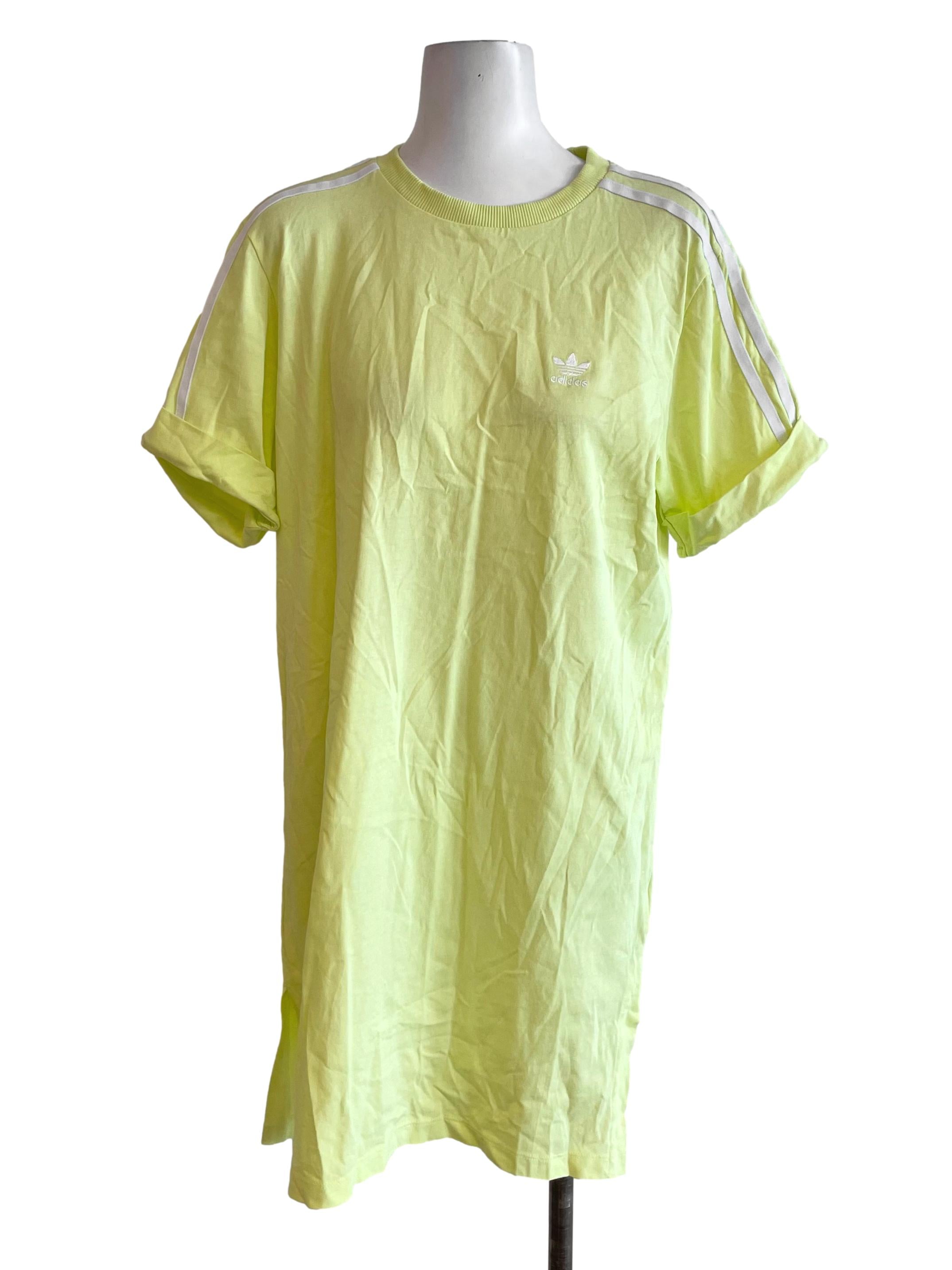 Neon Yellow Three Stripe Tee Dress