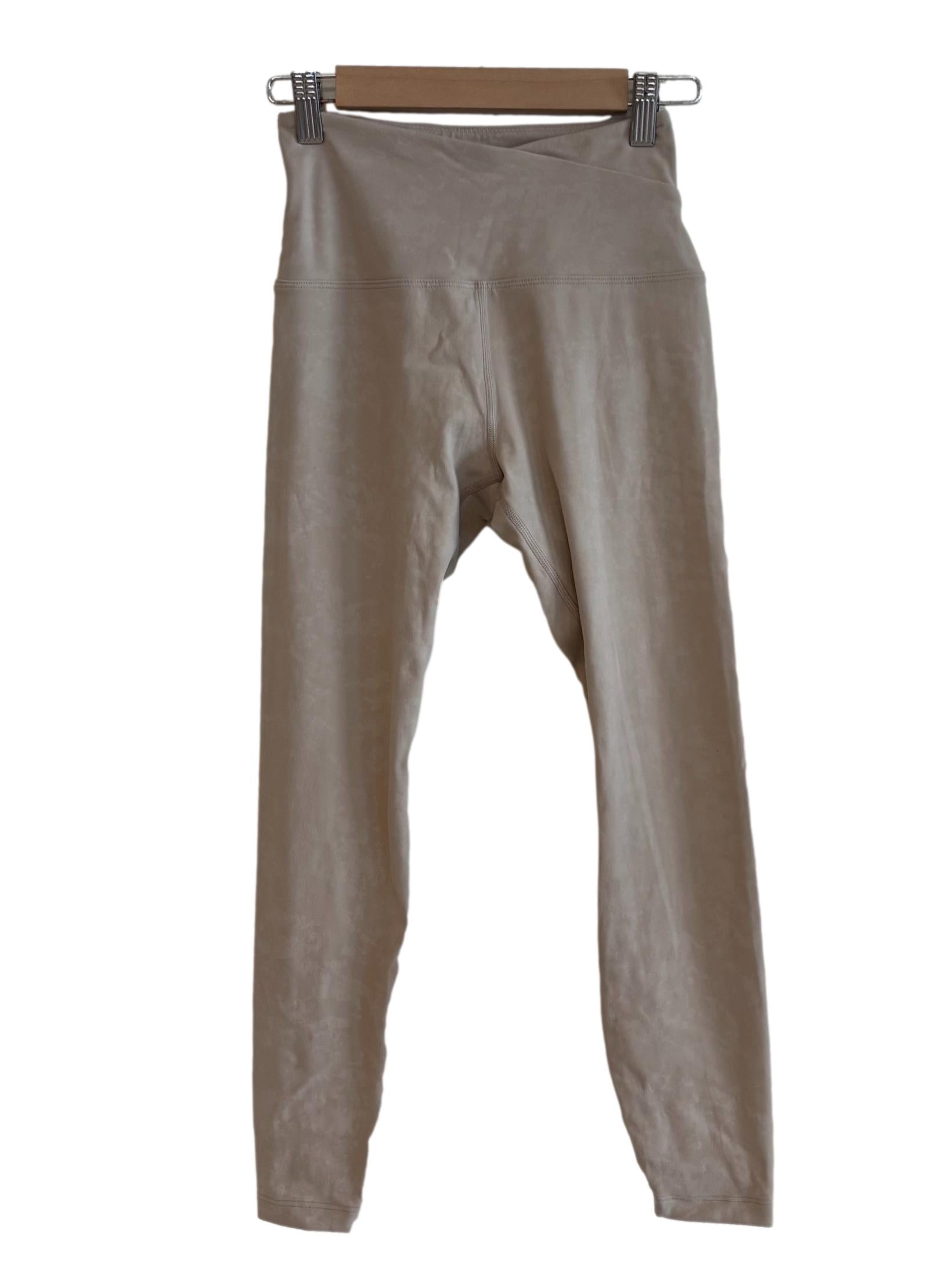 Beige Patterned High-Waist Leggings