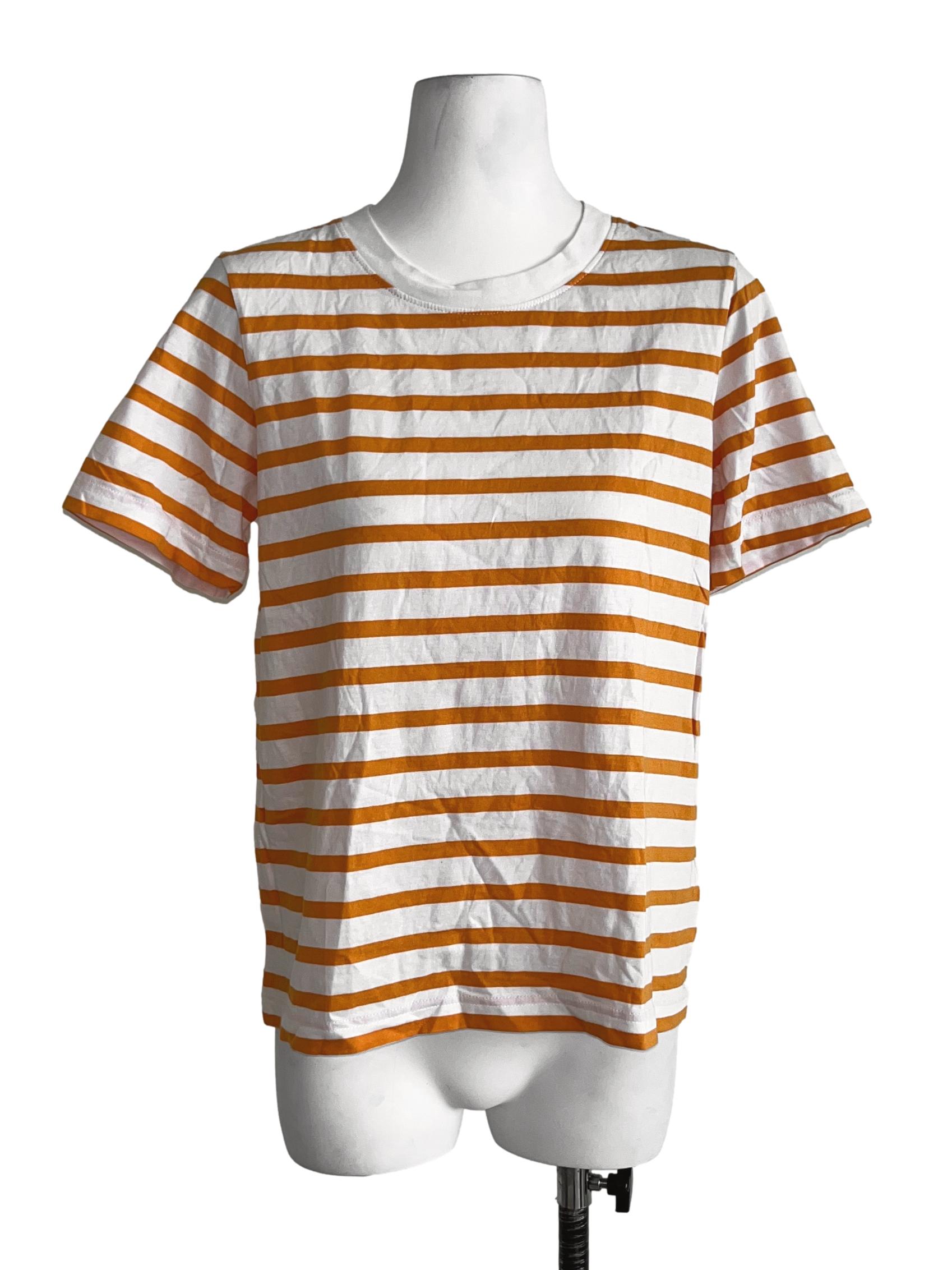 Gold Yellow And White Striped T-Shirt