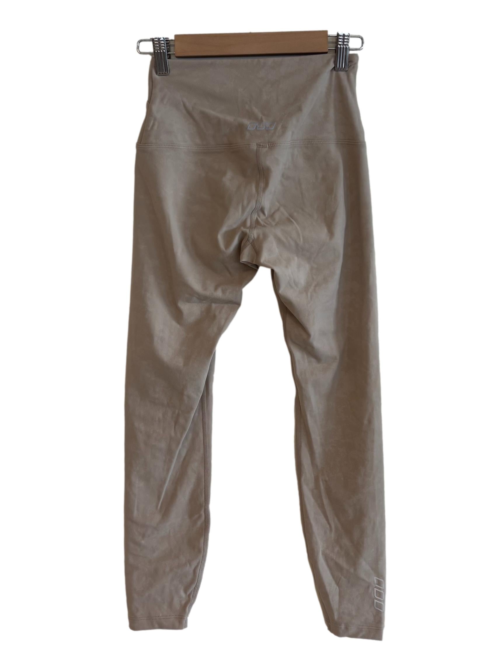Beige Patterned High-Waist Leggings