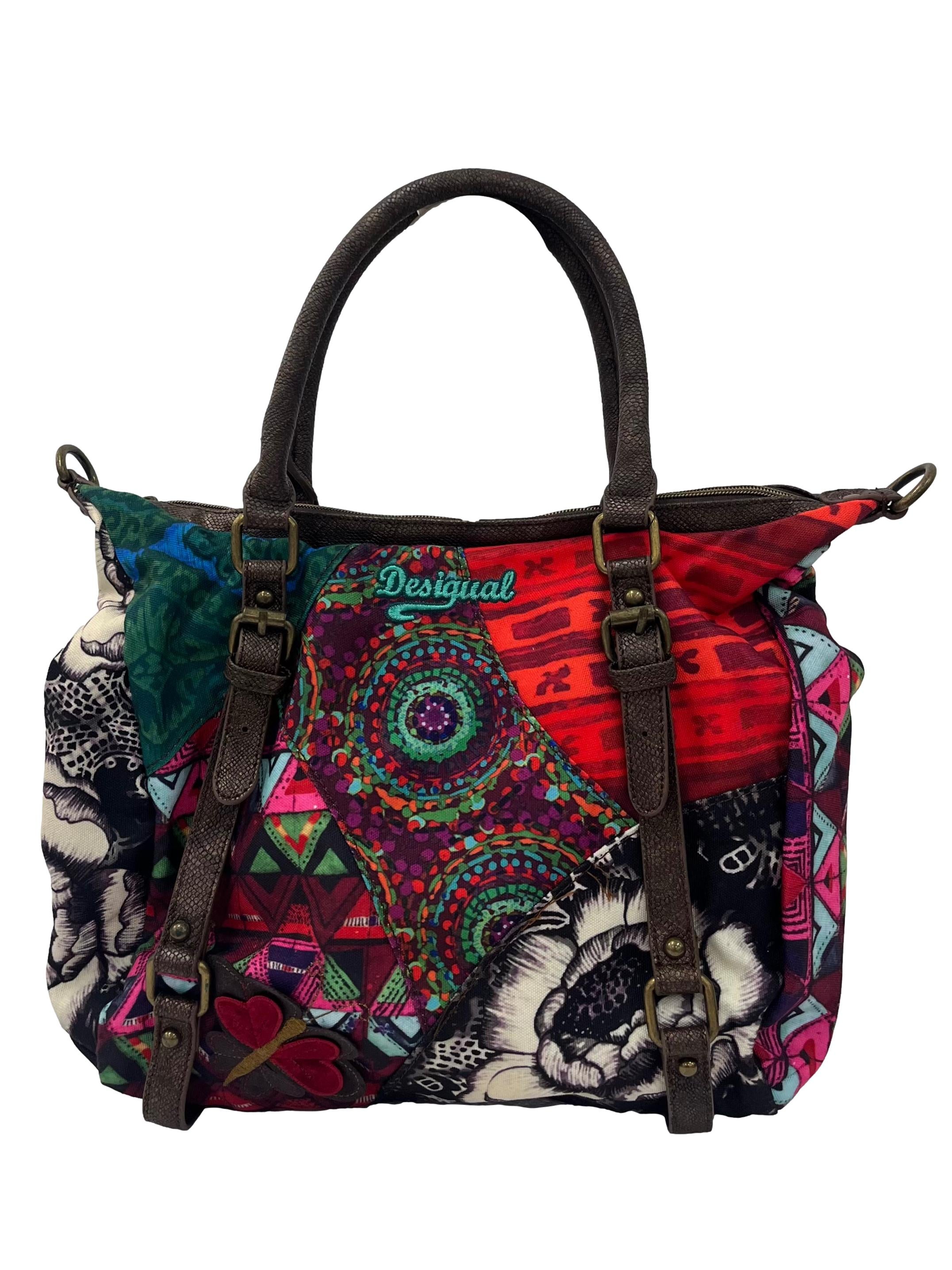 Multi Colour Printed Shoulder Bag With Detachable Shoulder Strap