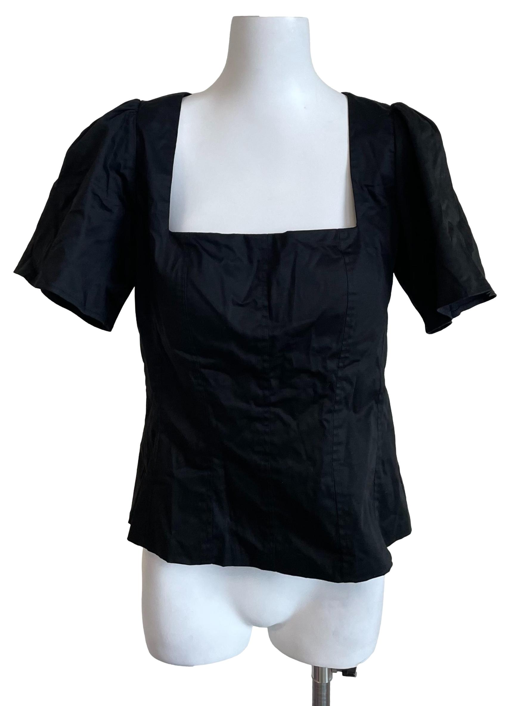 Black Square Neck Top