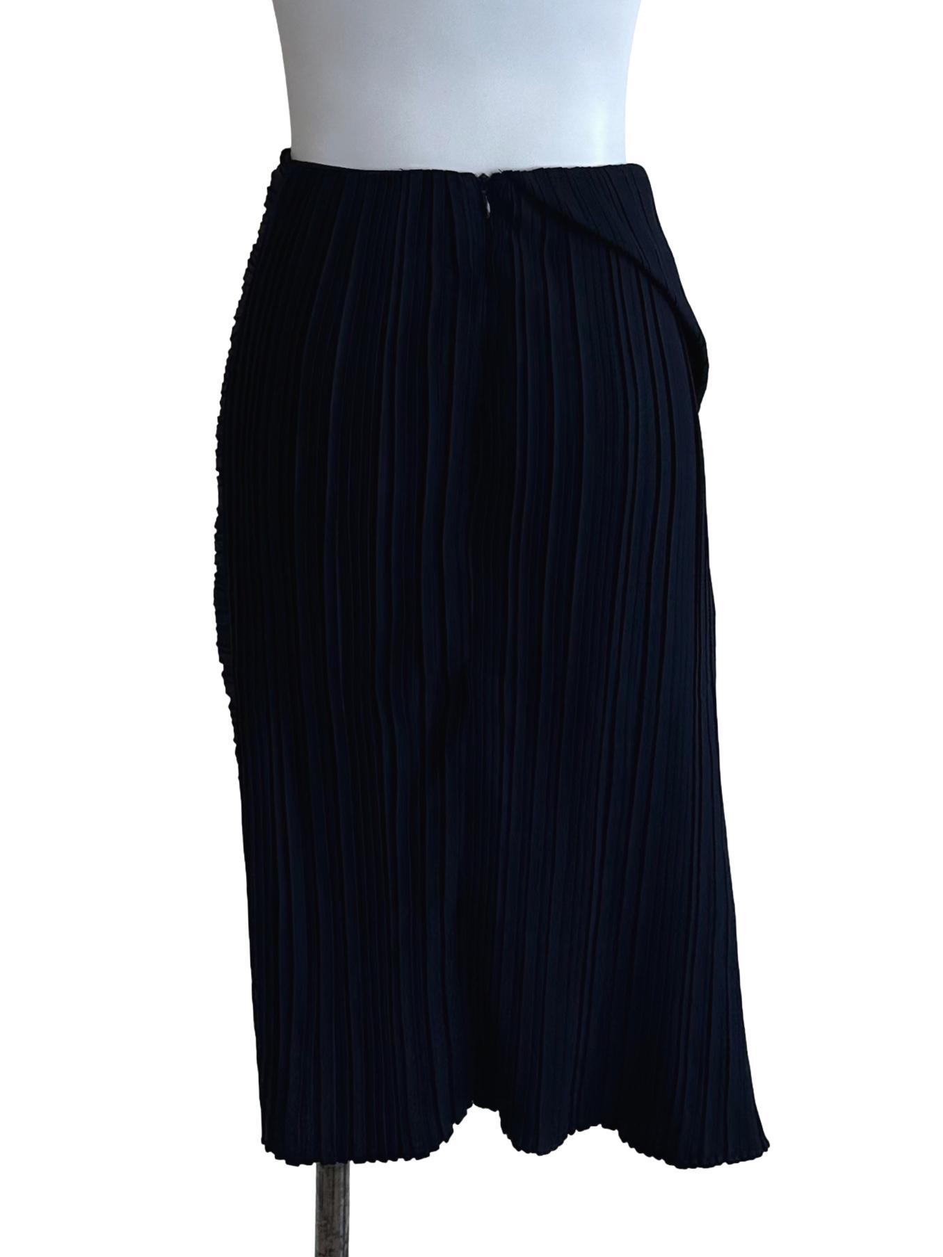 Midnight Blue Pleated Asymmetrical Skirt
