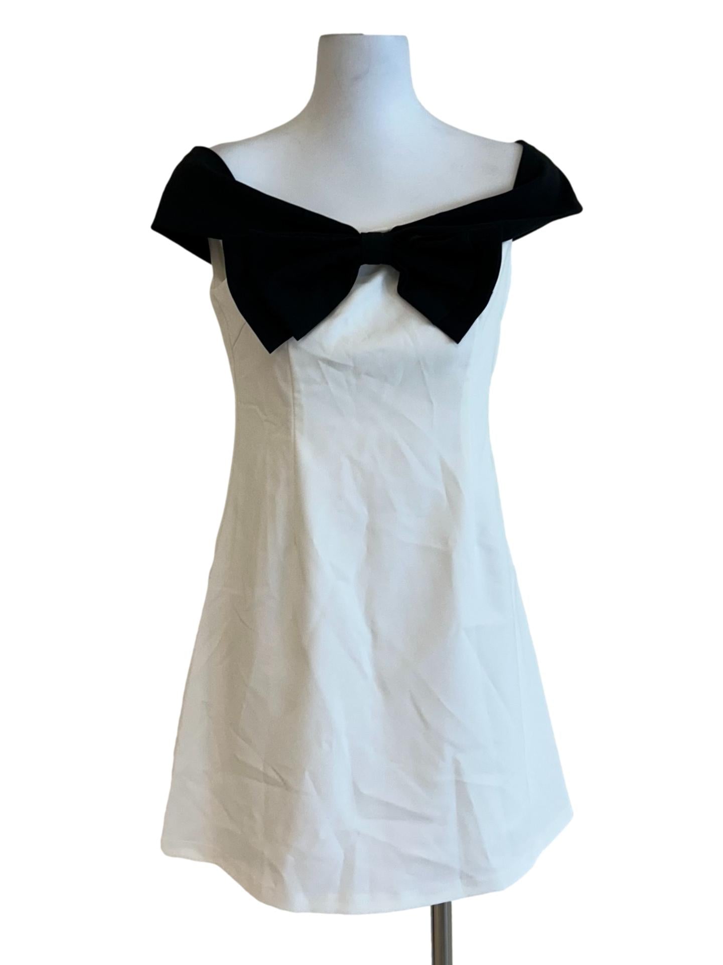 White And Black Camille Bow Dress