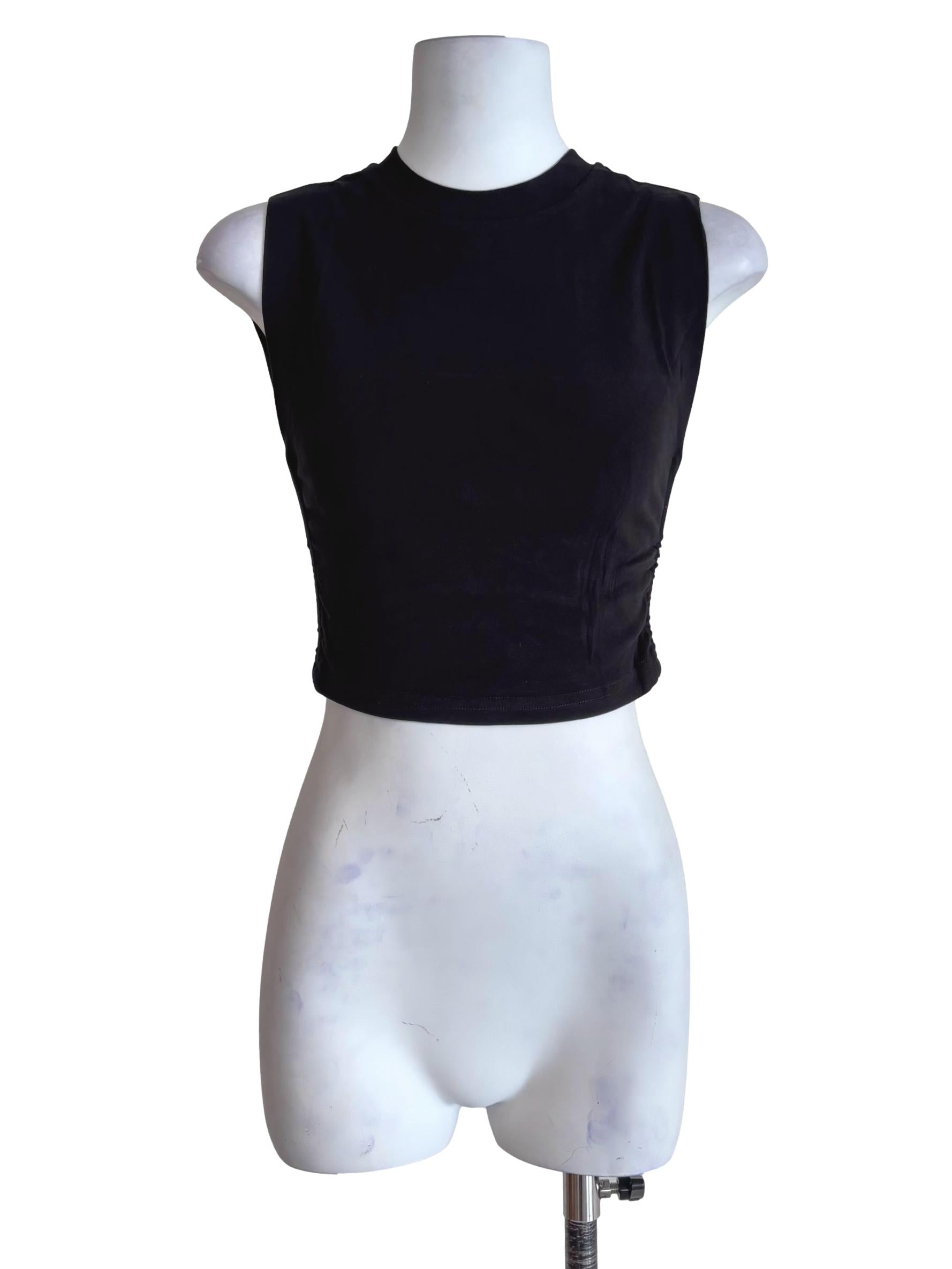 Black Knox Ruched Side Basic Top