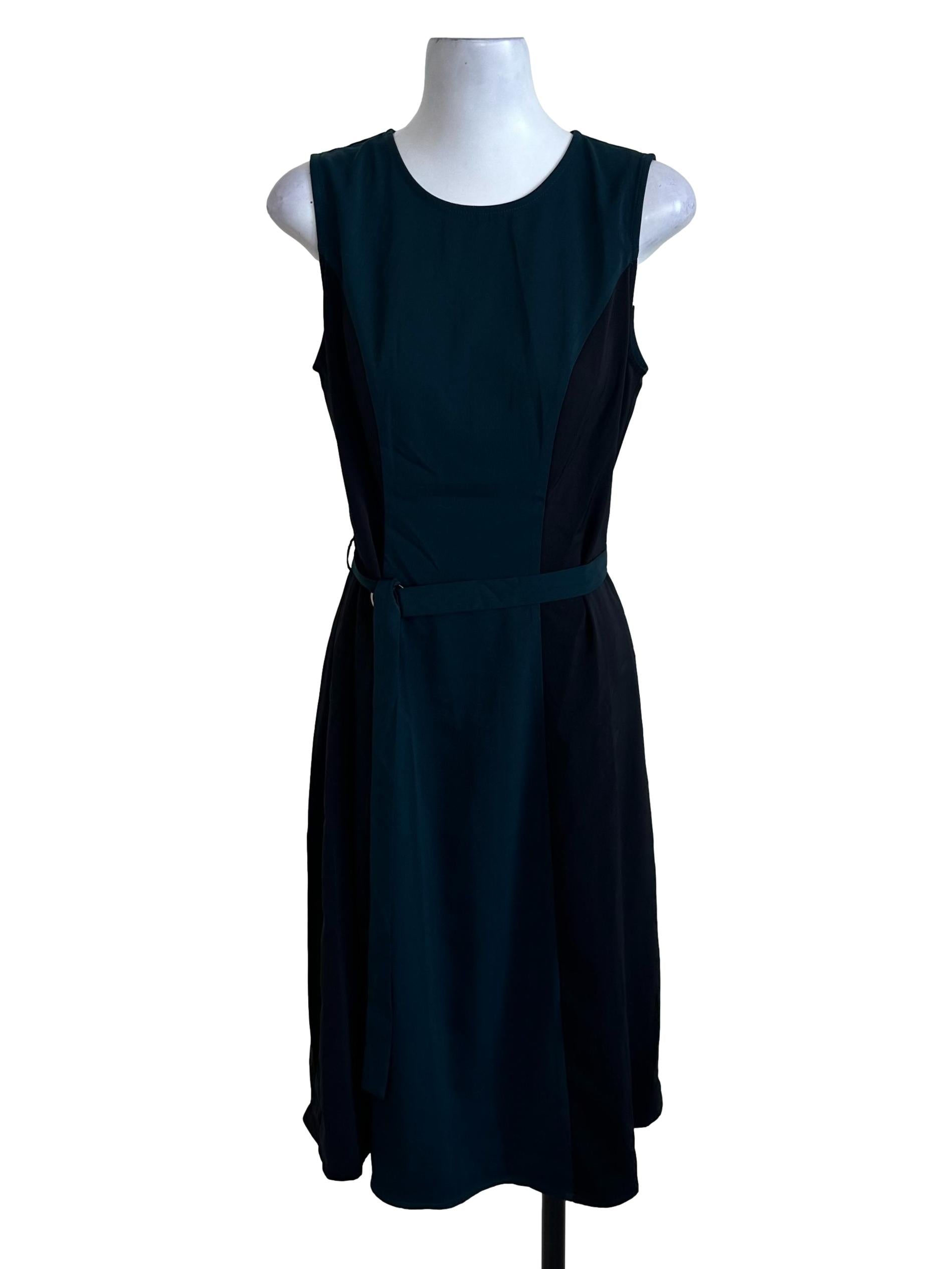 Green Black Round Neck Strap Dress
