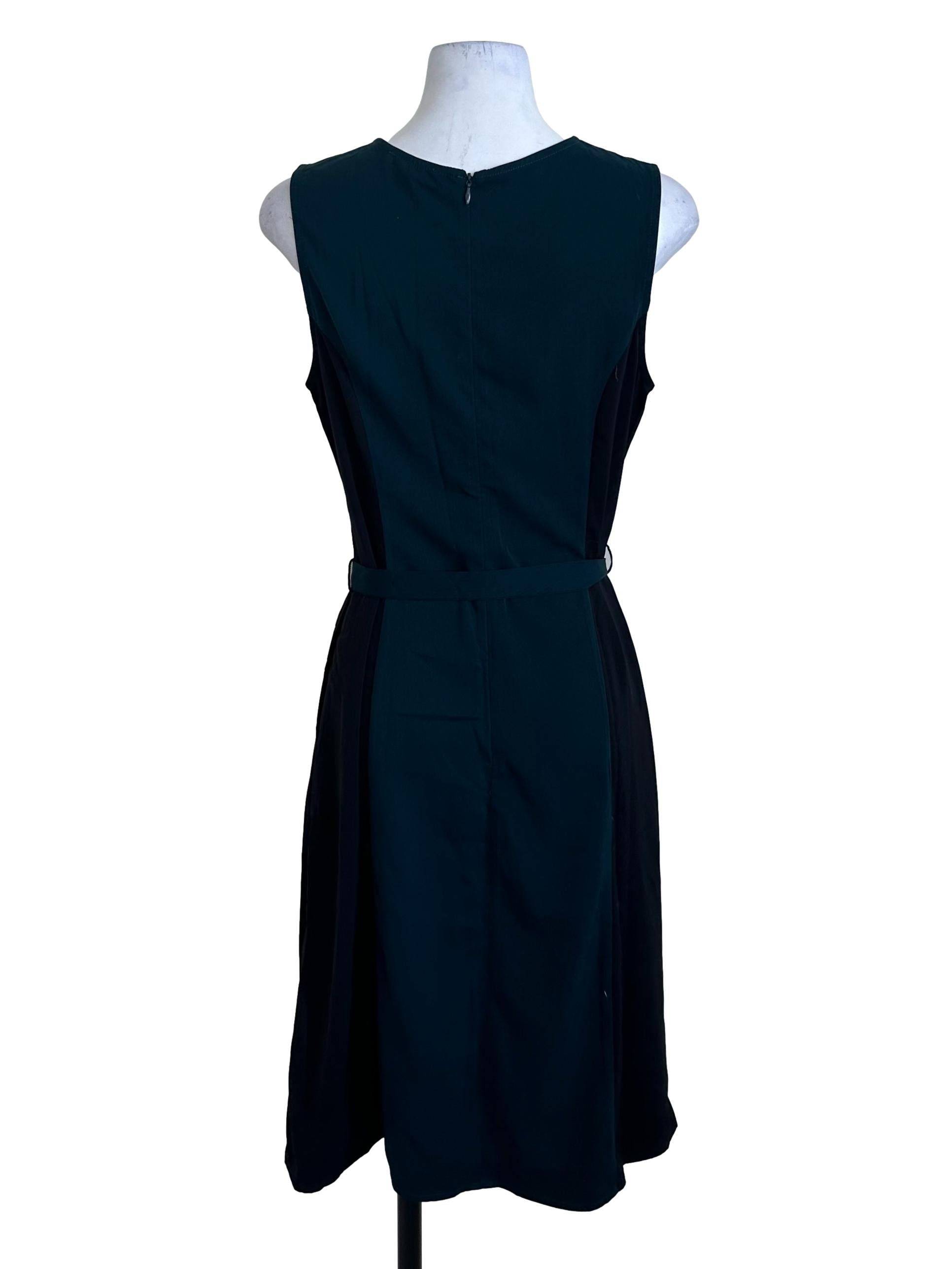 Green Black Round Neck Strap Dress