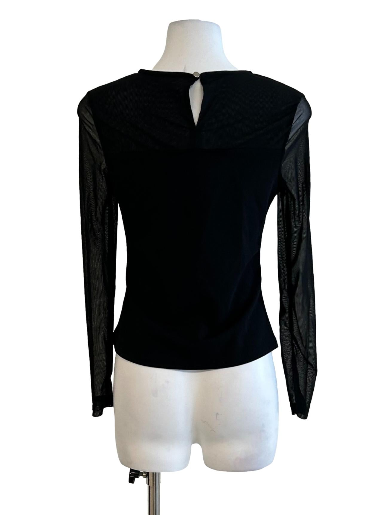 Black Mesh Long Sleeve Top