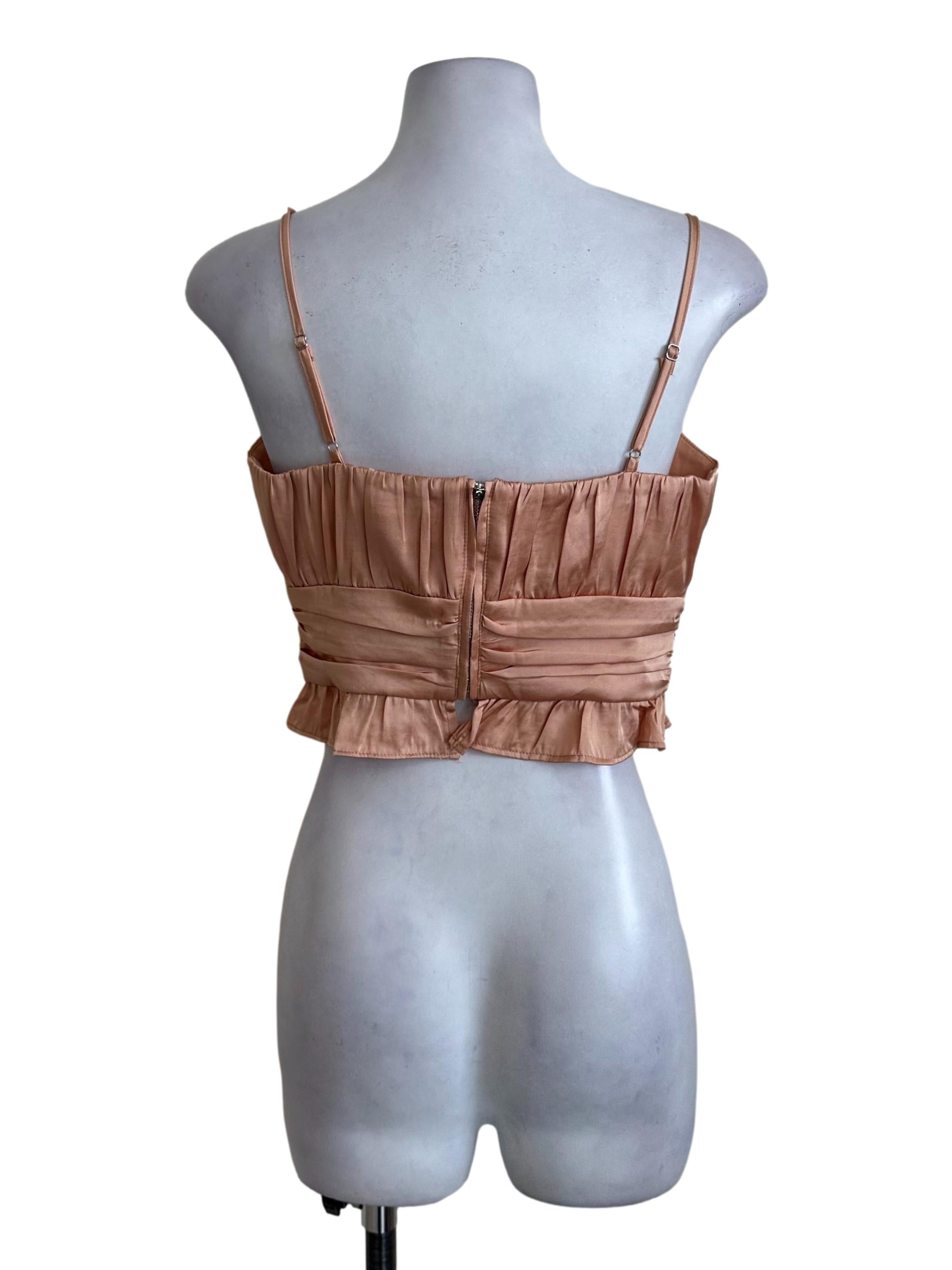 Light Orange Satin Pleated Top