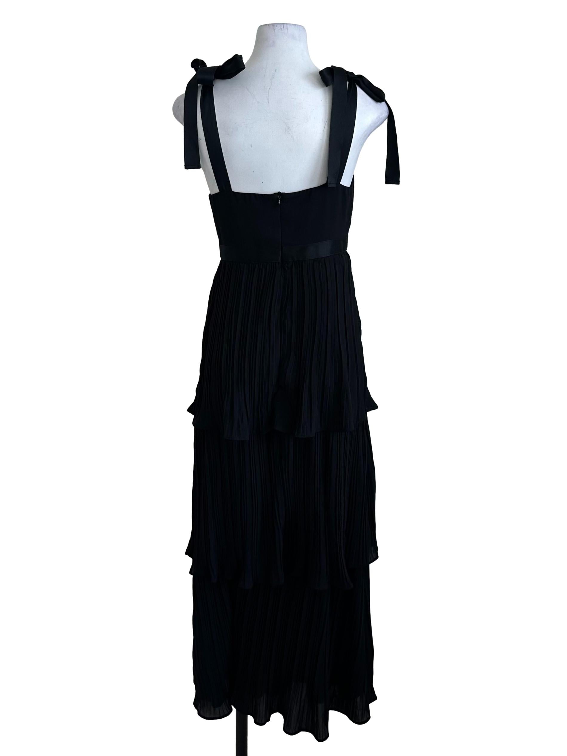 Raven Black Sweetheart Pleated Layered Dress