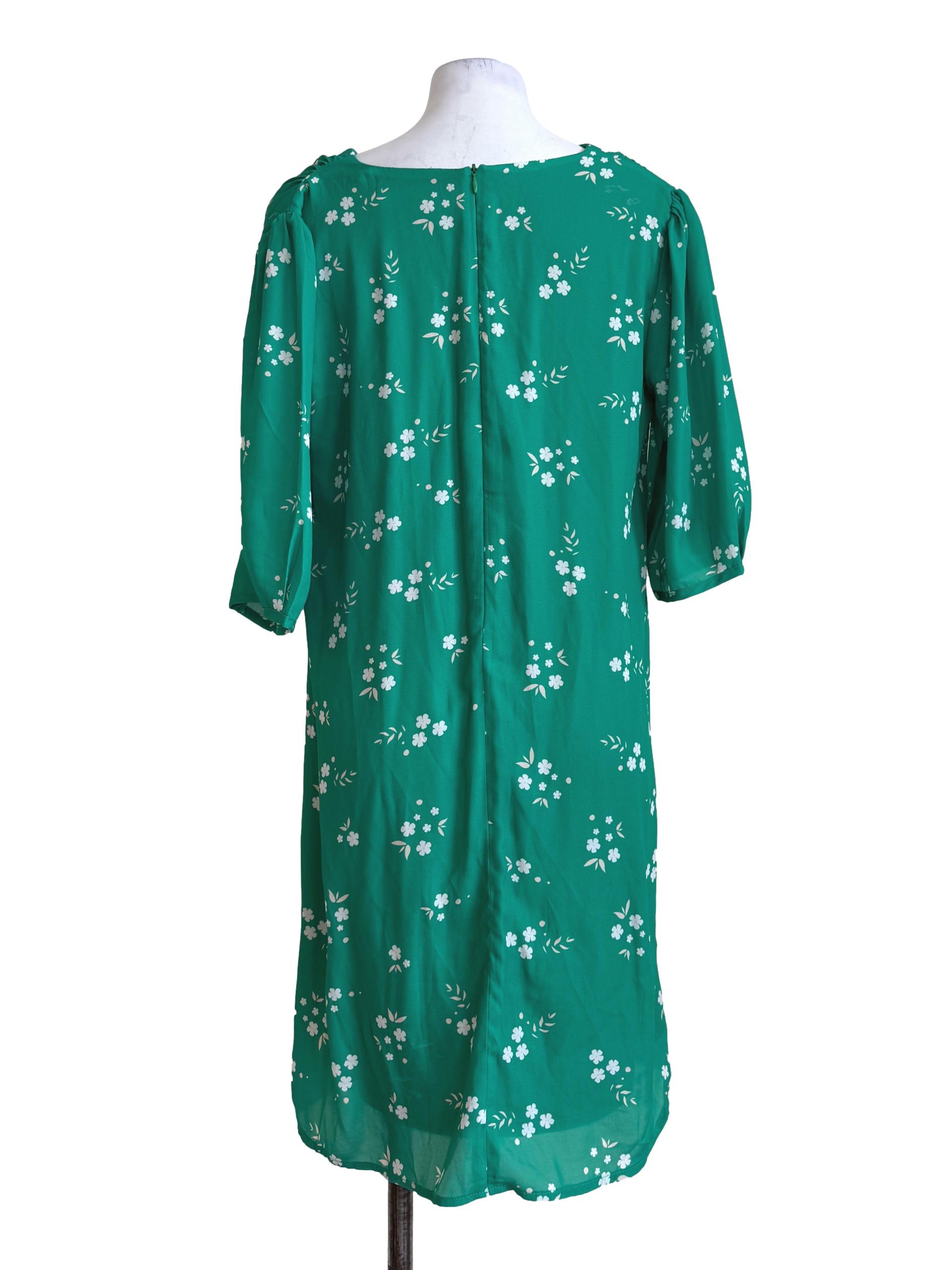 Gremlin Green Prints V Neck Dress TCL