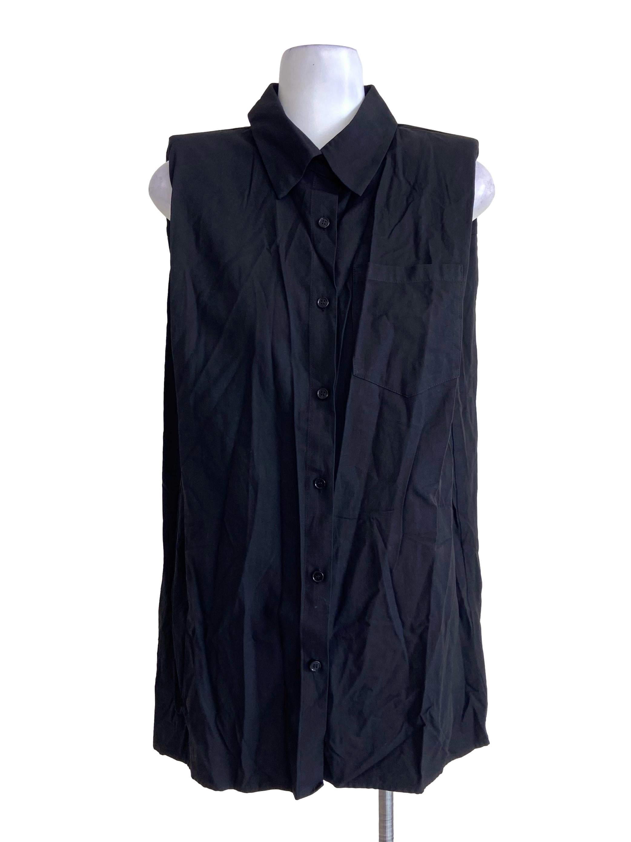 Black Sleeveless Button Down Blouse