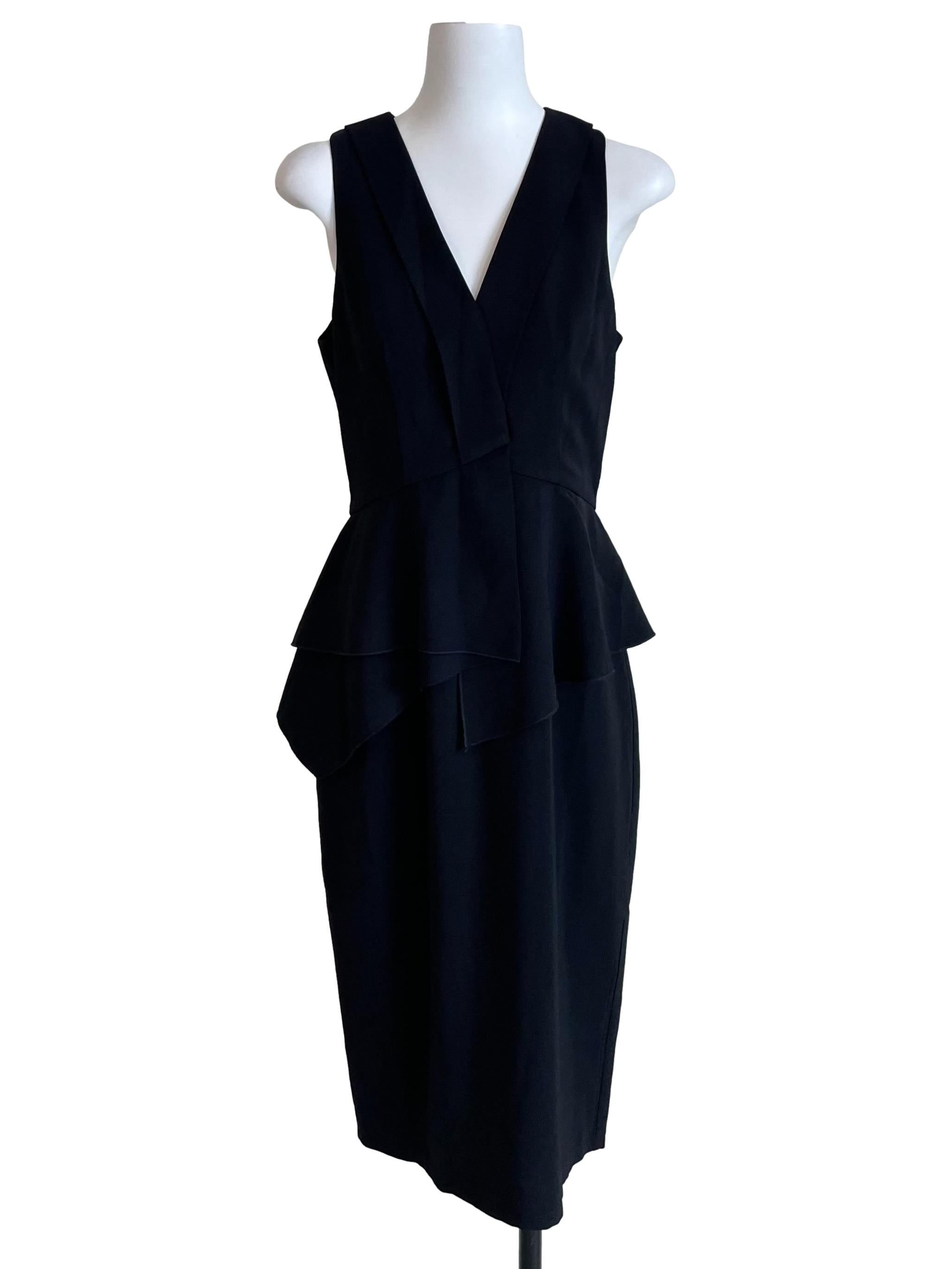 Black V Neck Peplum Dress