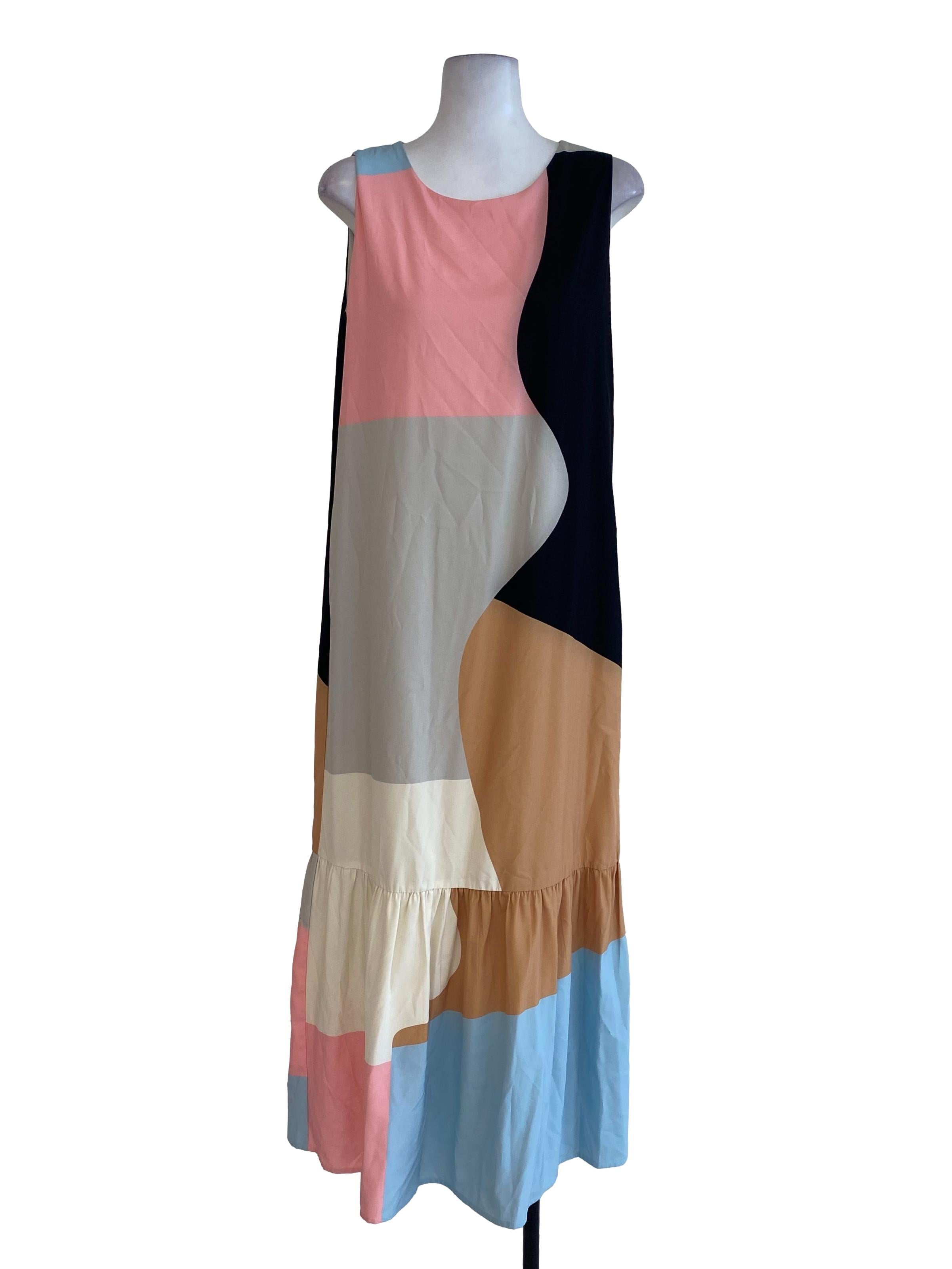 Beige Abstract Shift Dress