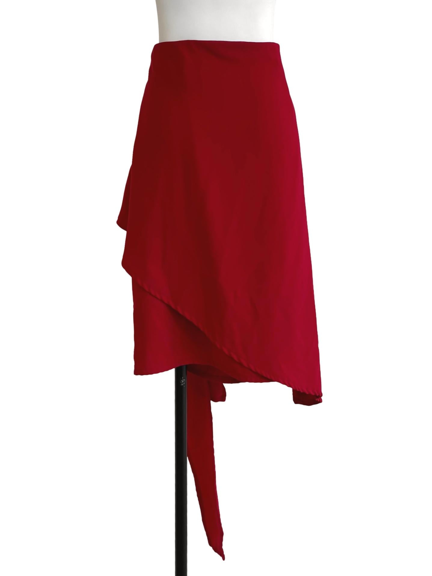 Crimson Red Knee Length Skirt